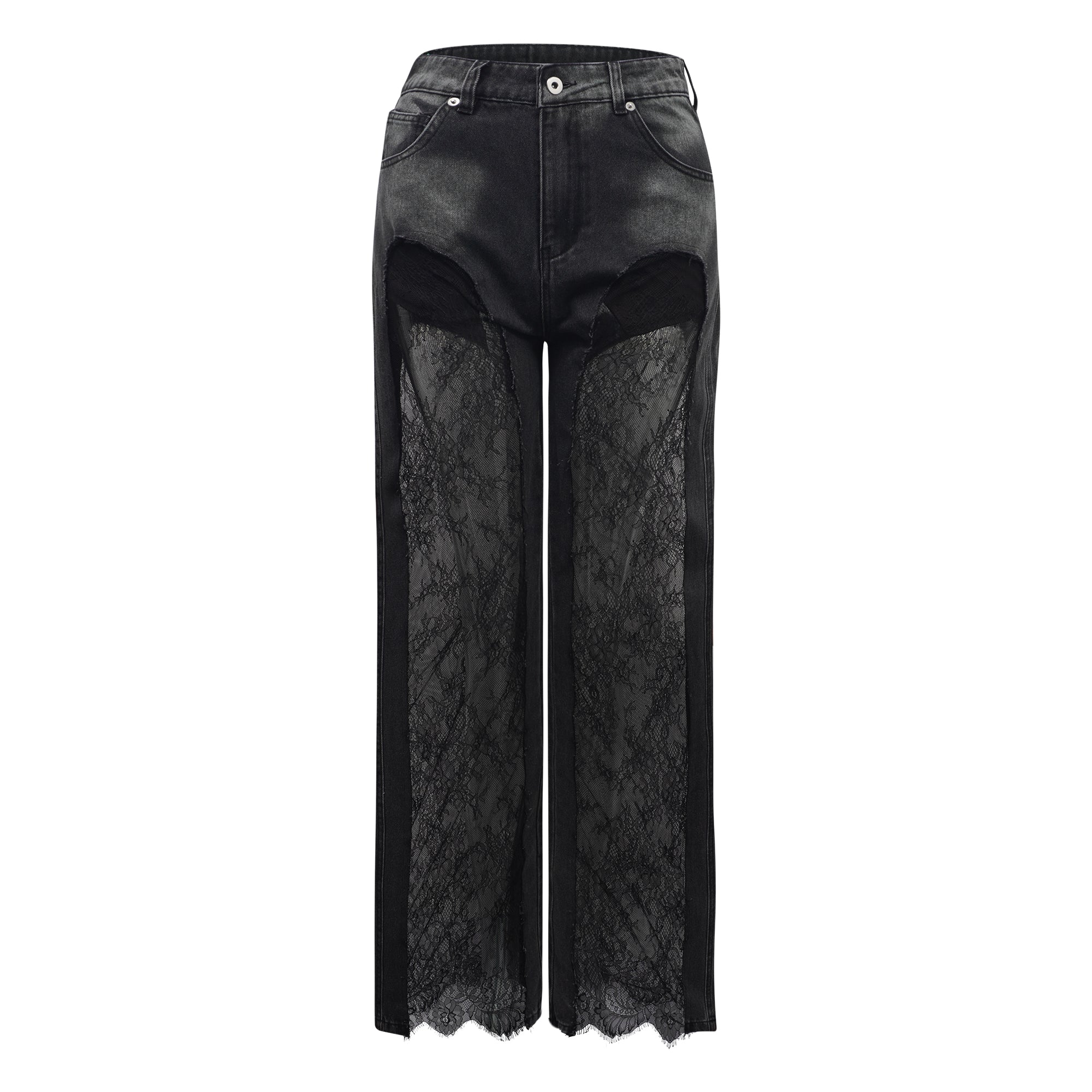 Madeline Black Floral Lace Panel Jeans (Final Sale-US Only)