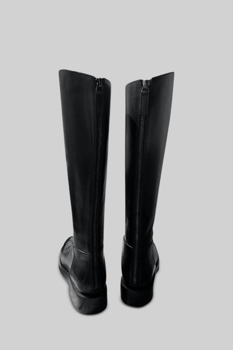 Vegan Leather High Knee Boots - Black