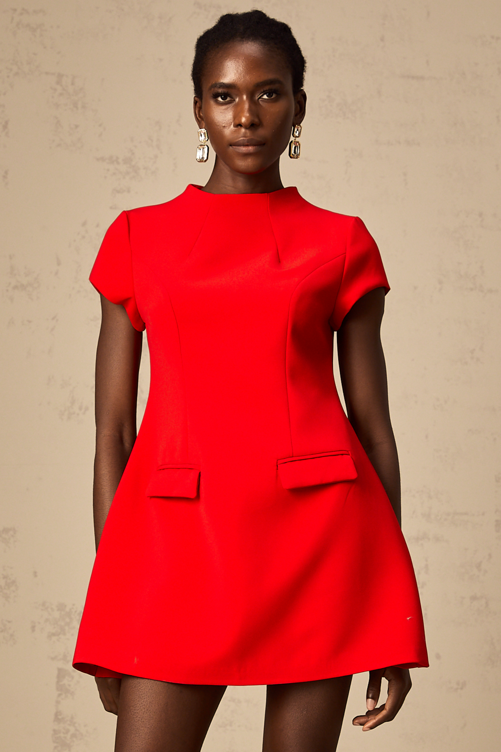 Esther red cap-sleeve mini dress - Red