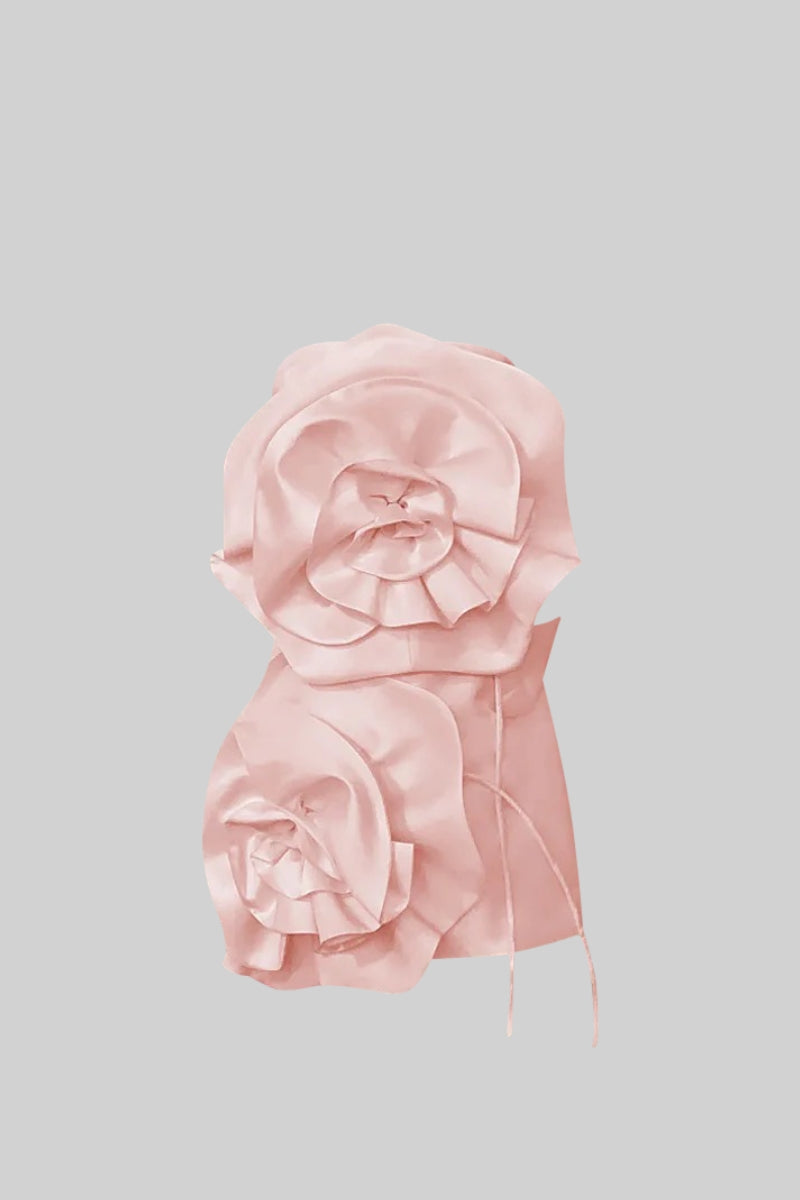 LUCIENNE Voluminous Flower Design Dress - Light Pink