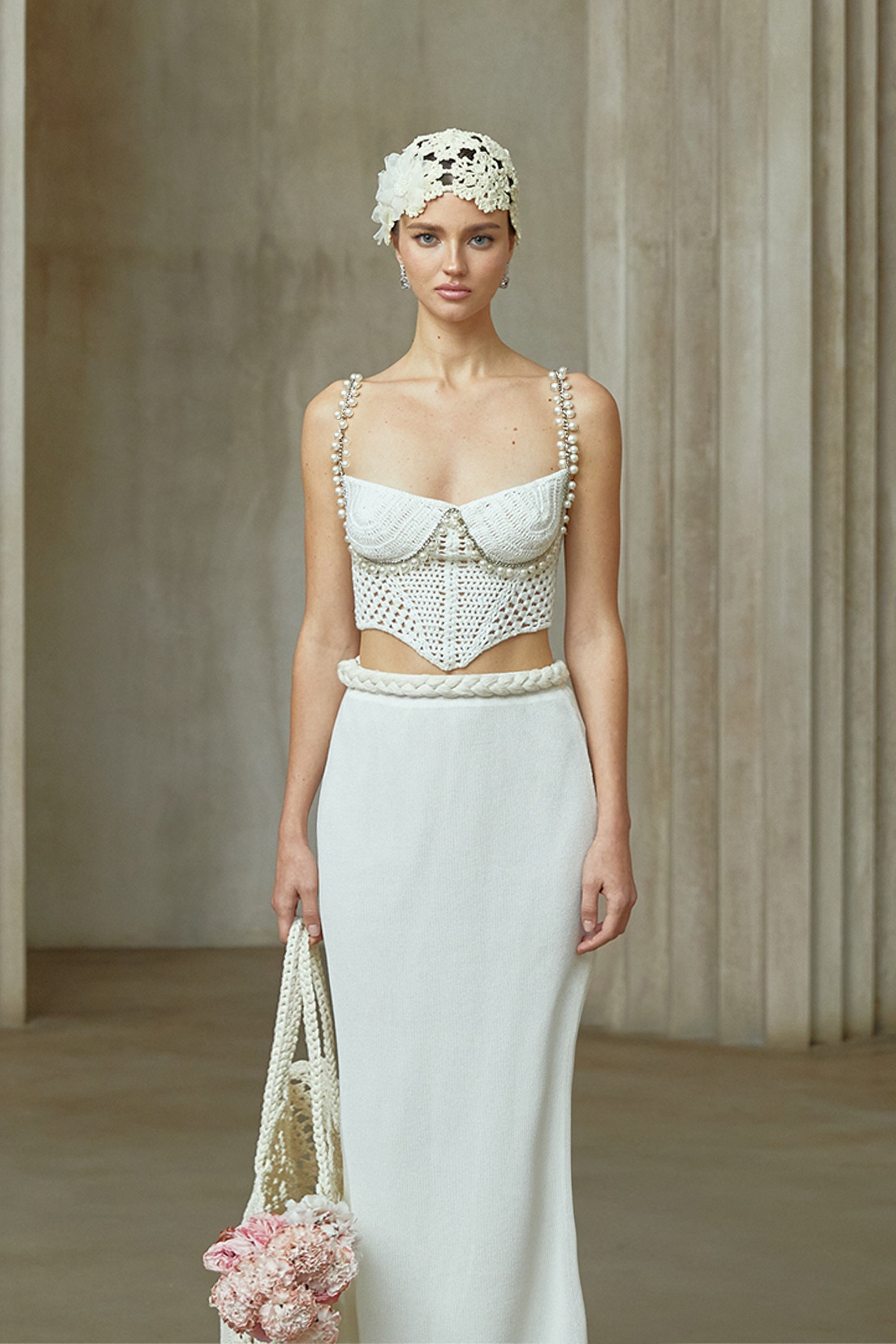 Prunelle Crochet Knit Two-Piece Top and Skirt Set (Final Sale)