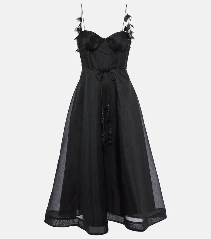 MADDY NATURA MIDI CORSET DRESS - Black