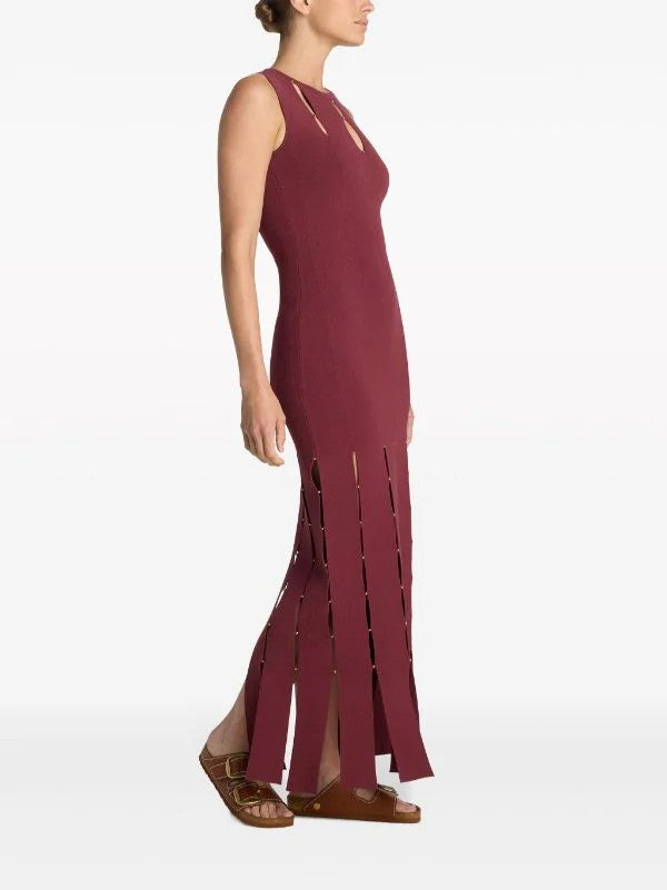 SANDRO Bead-embellished knitted gown dress (Sandro and Self-Portrait)