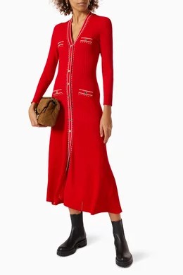 Sandro Esmeralda Midi Dress in Viscose Knit - red