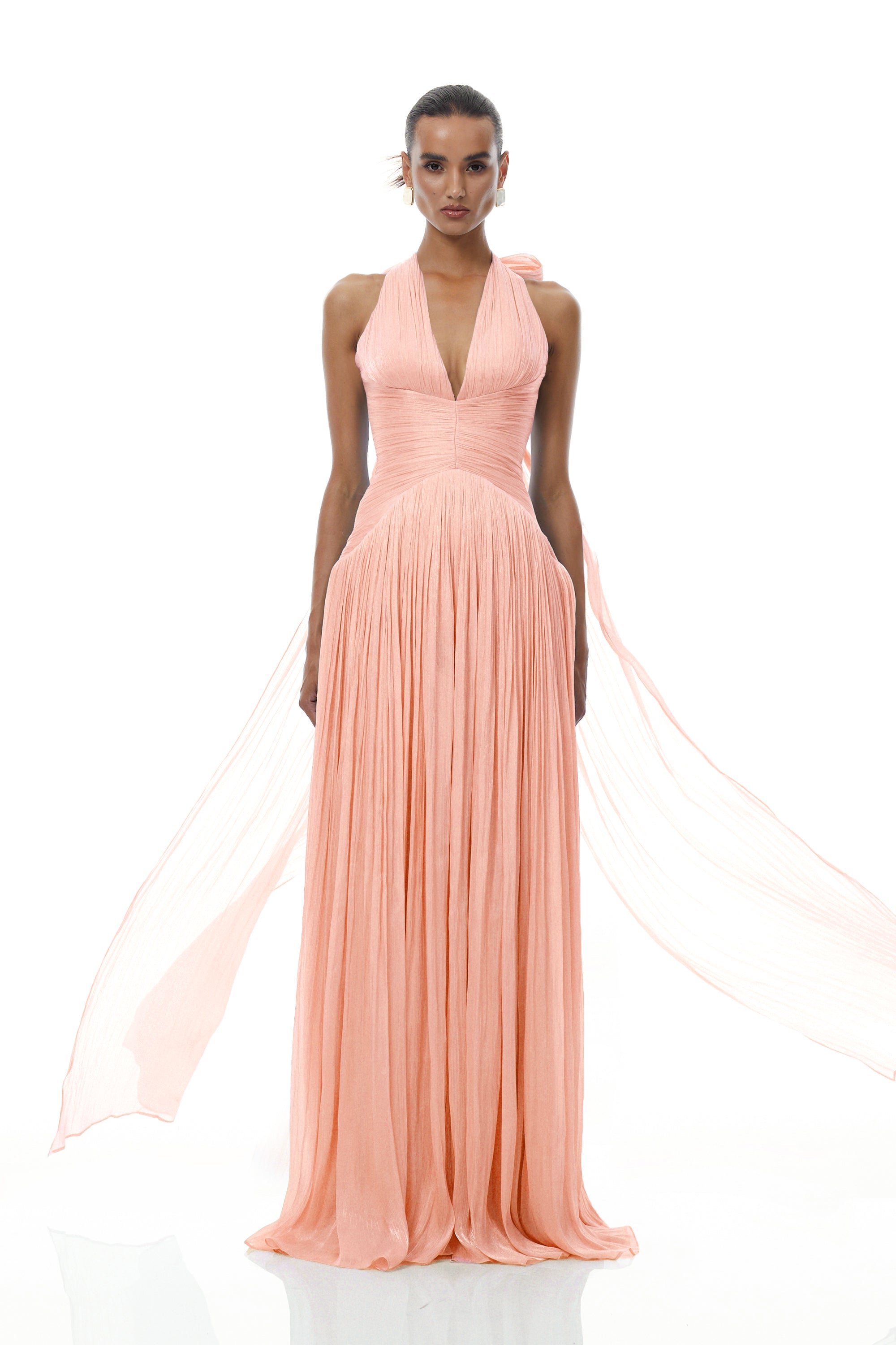Térébenthine Pink Glossy Gathered Maxi Dress