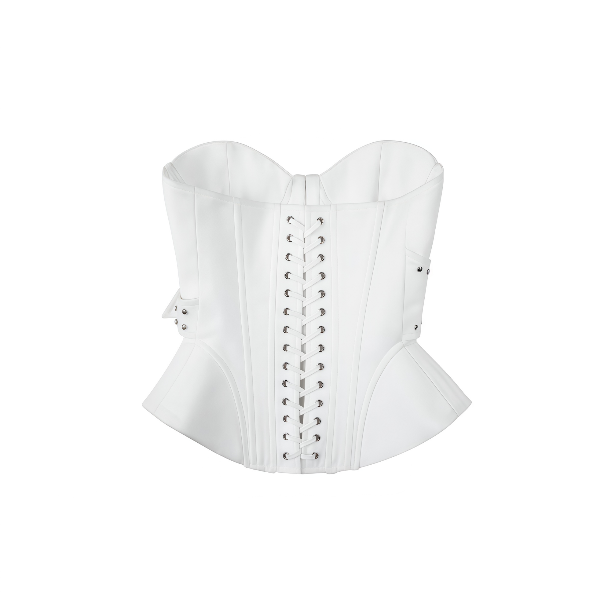 Tiril White Studded Belted Corset Top (Final Sale)