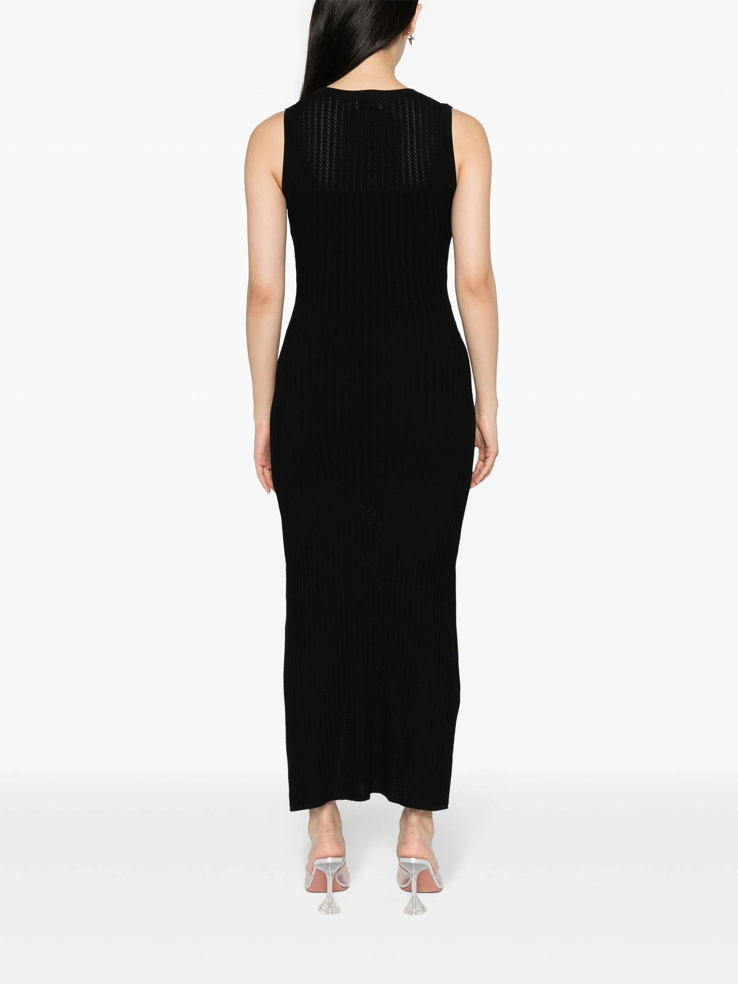 SANDRO crystal-embellished ribbed-knit maxi dress - Black