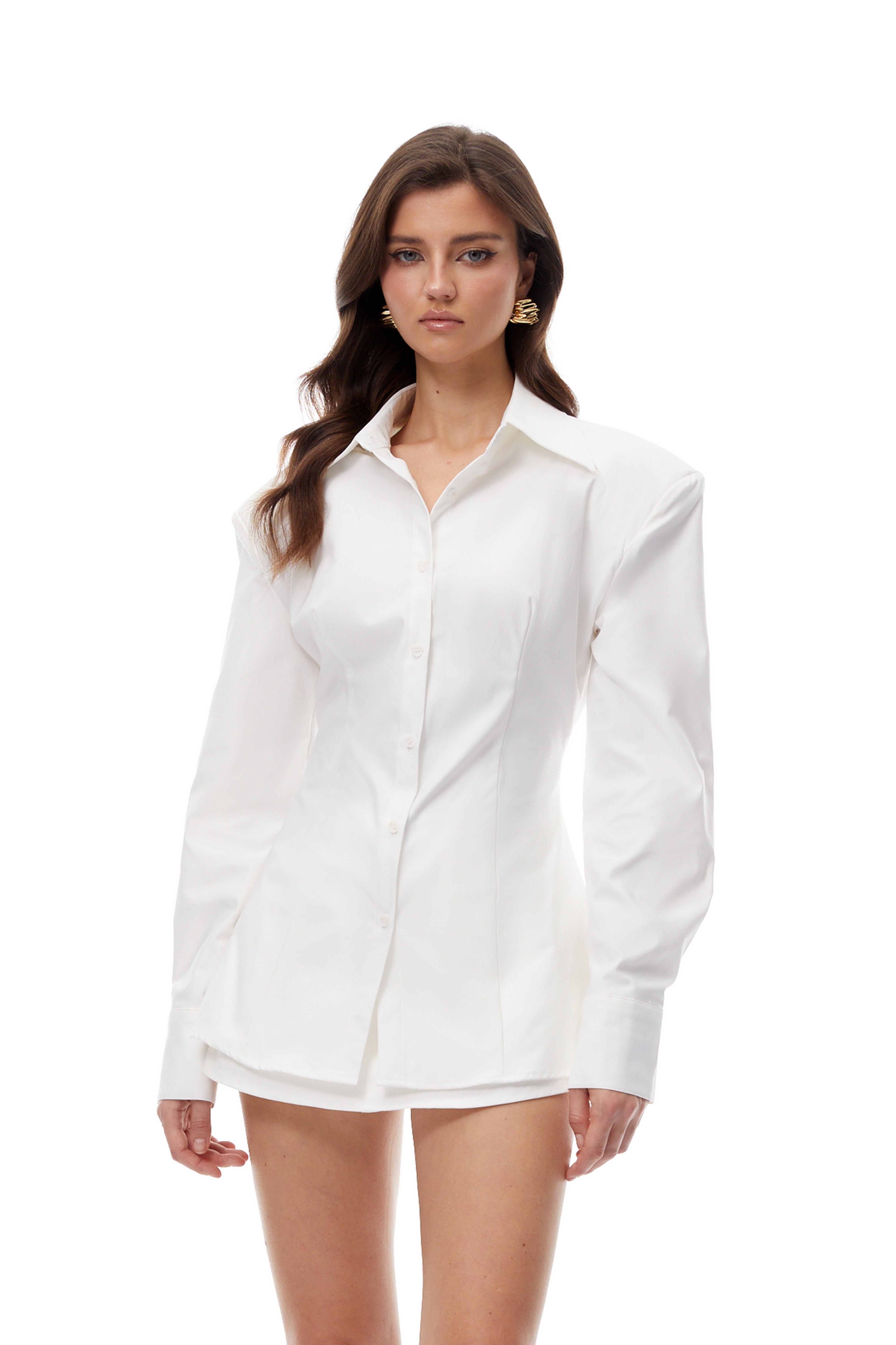 Ensley White Cinched Waist Shirt (Final Sale)