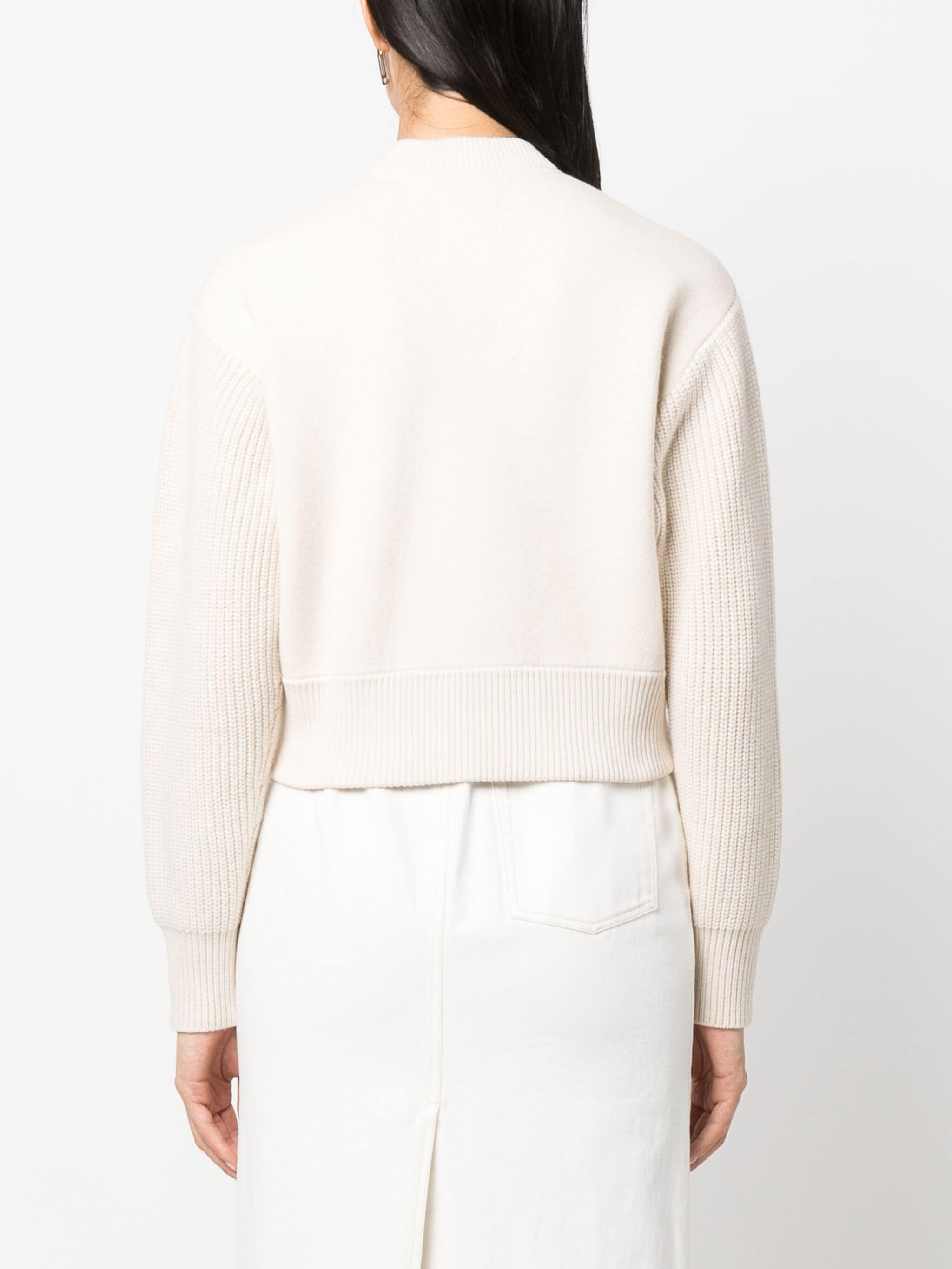 SANDRO logo-embroidered knitted jacket - White