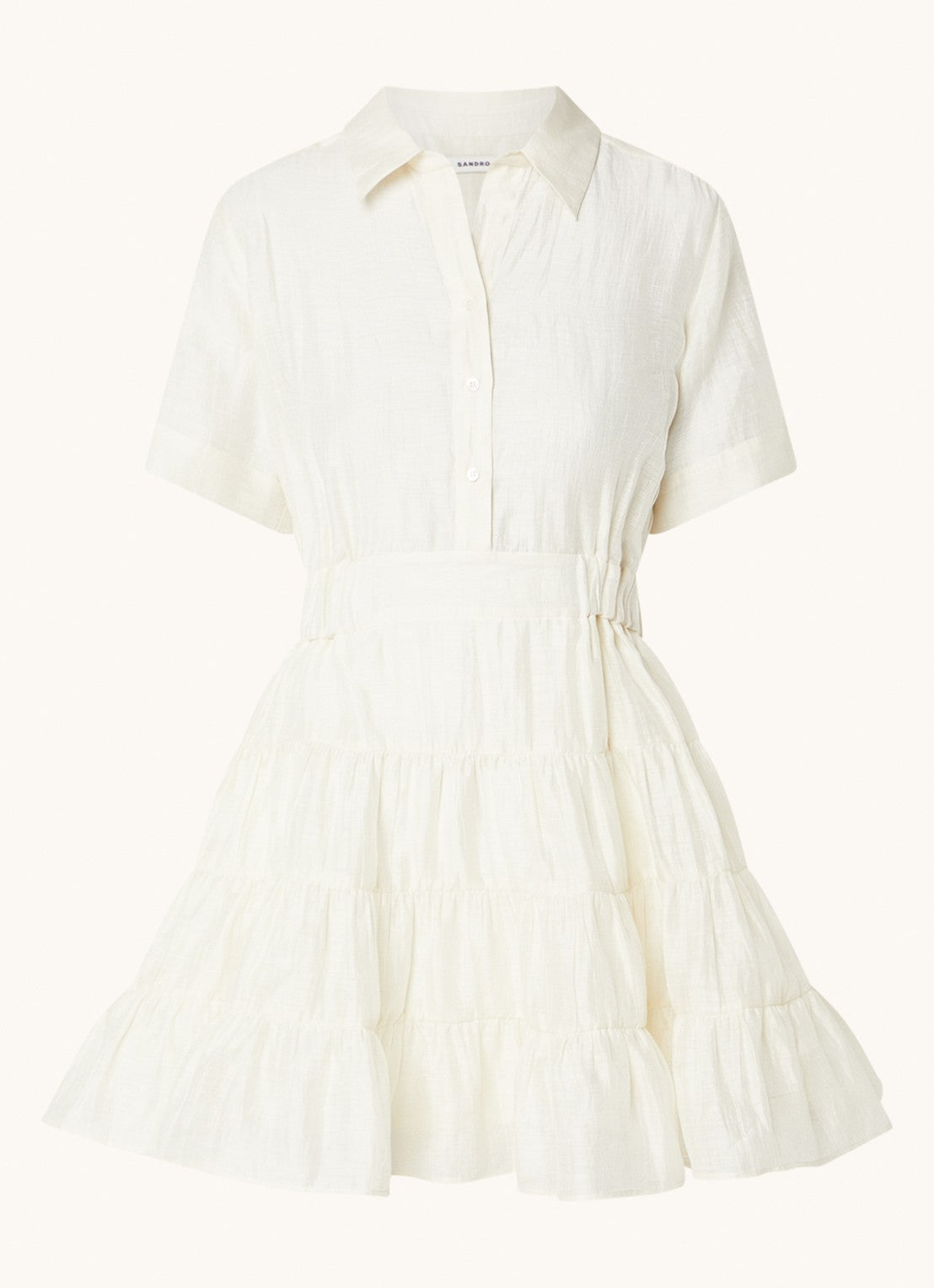 Sandro Layered mini blouse dress in linen blend - White