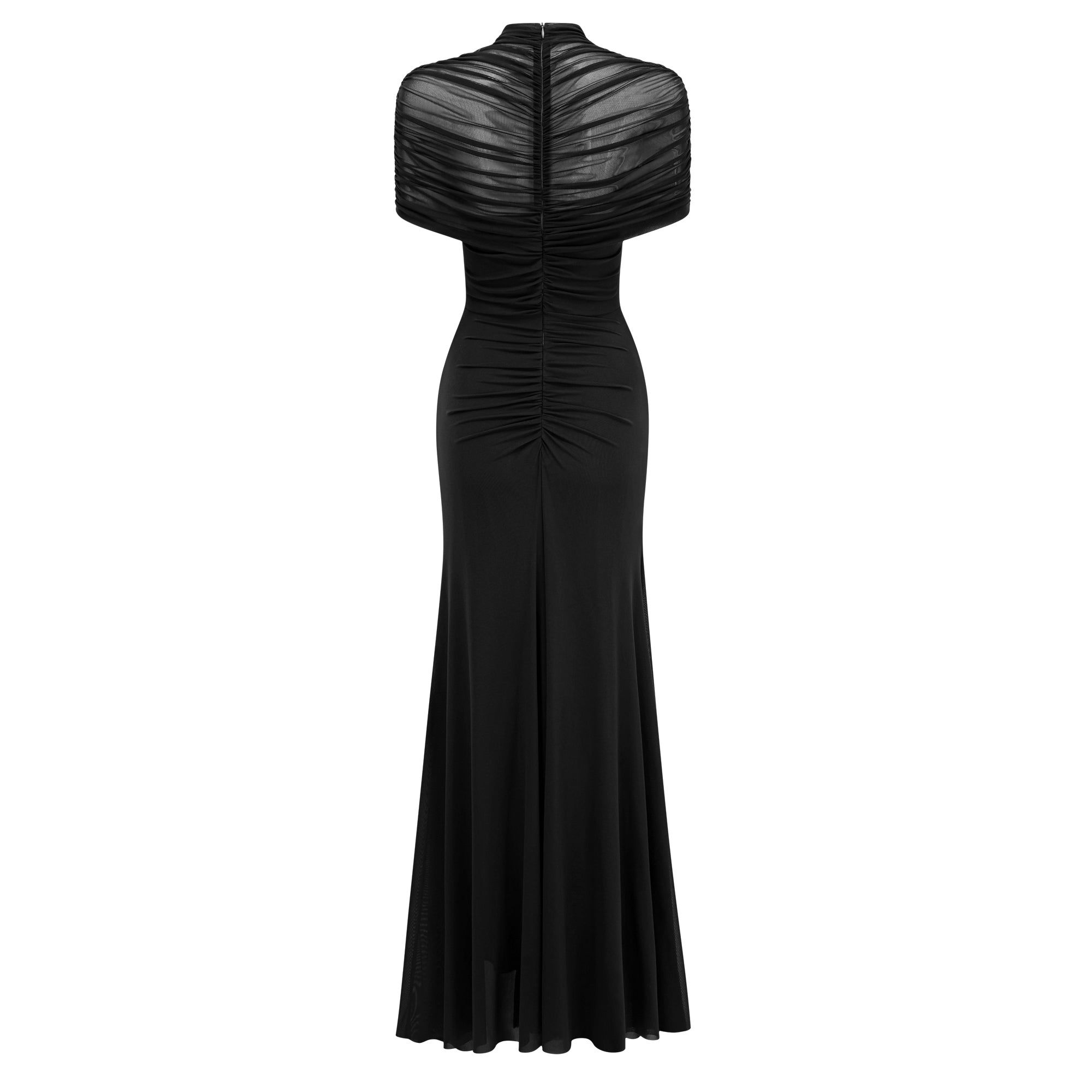 Bruna Cut-Out Ruched Mesh Maxi Dress (Final Sale)