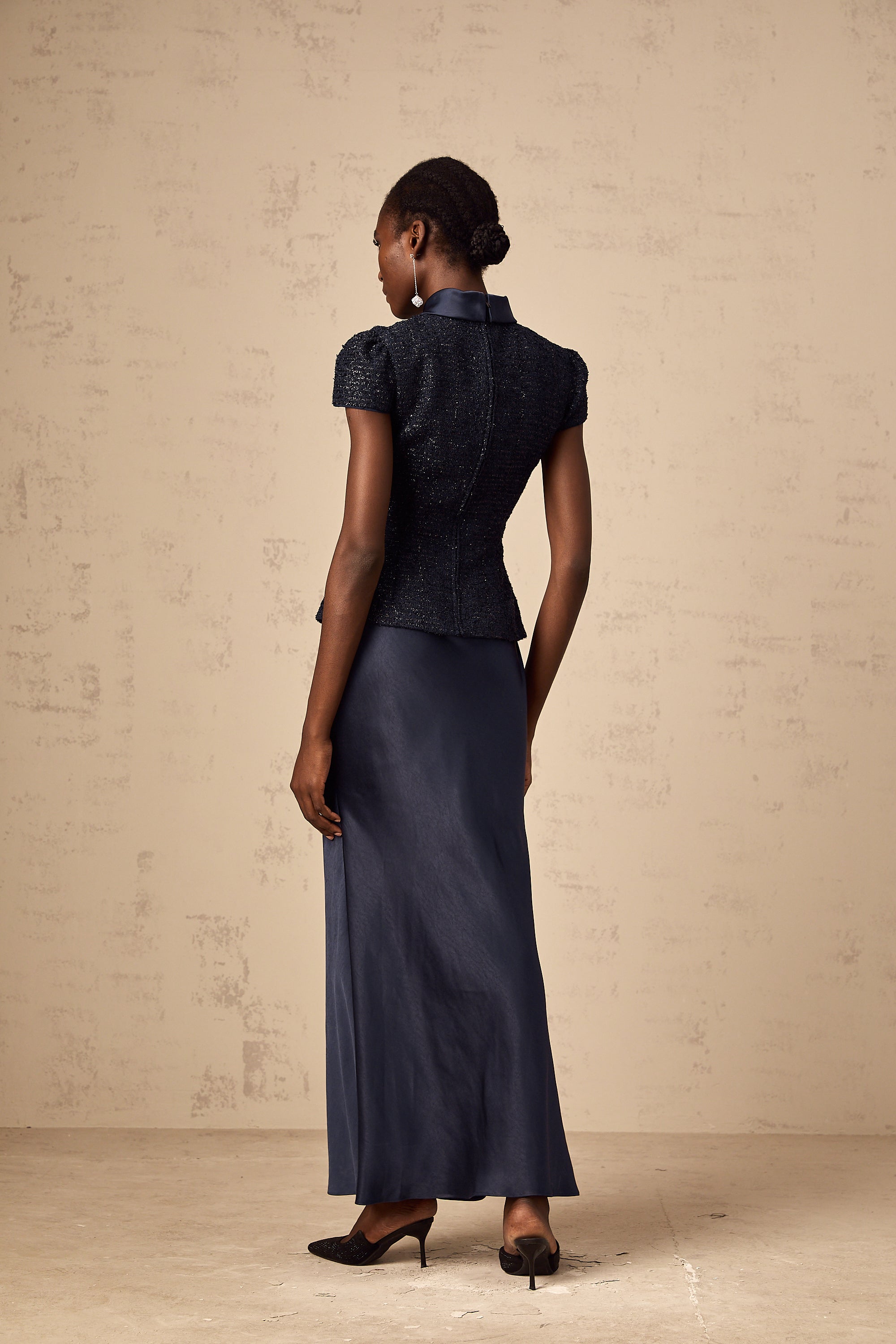 Josette blue peplum-waist panelled maxi dress (Final Sale-US Only)