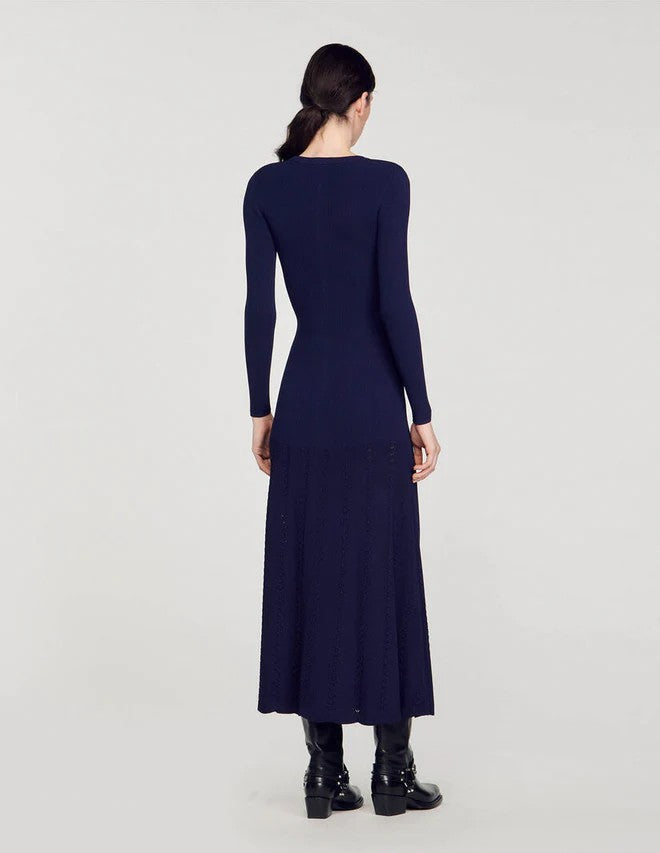 SANDRO Knit Midi Dress - Blue