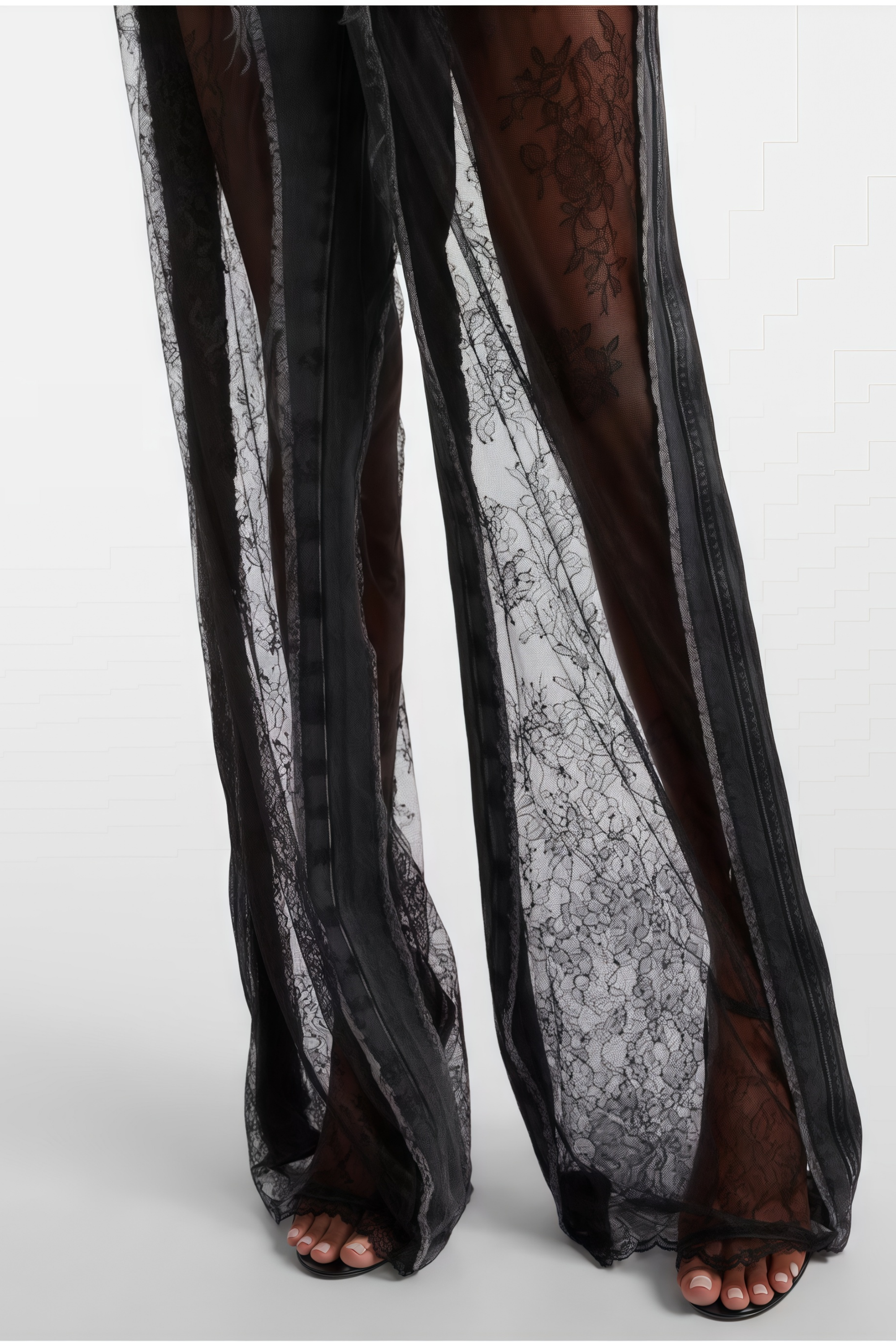 Madeline Black Floral Lace Panel Jeans