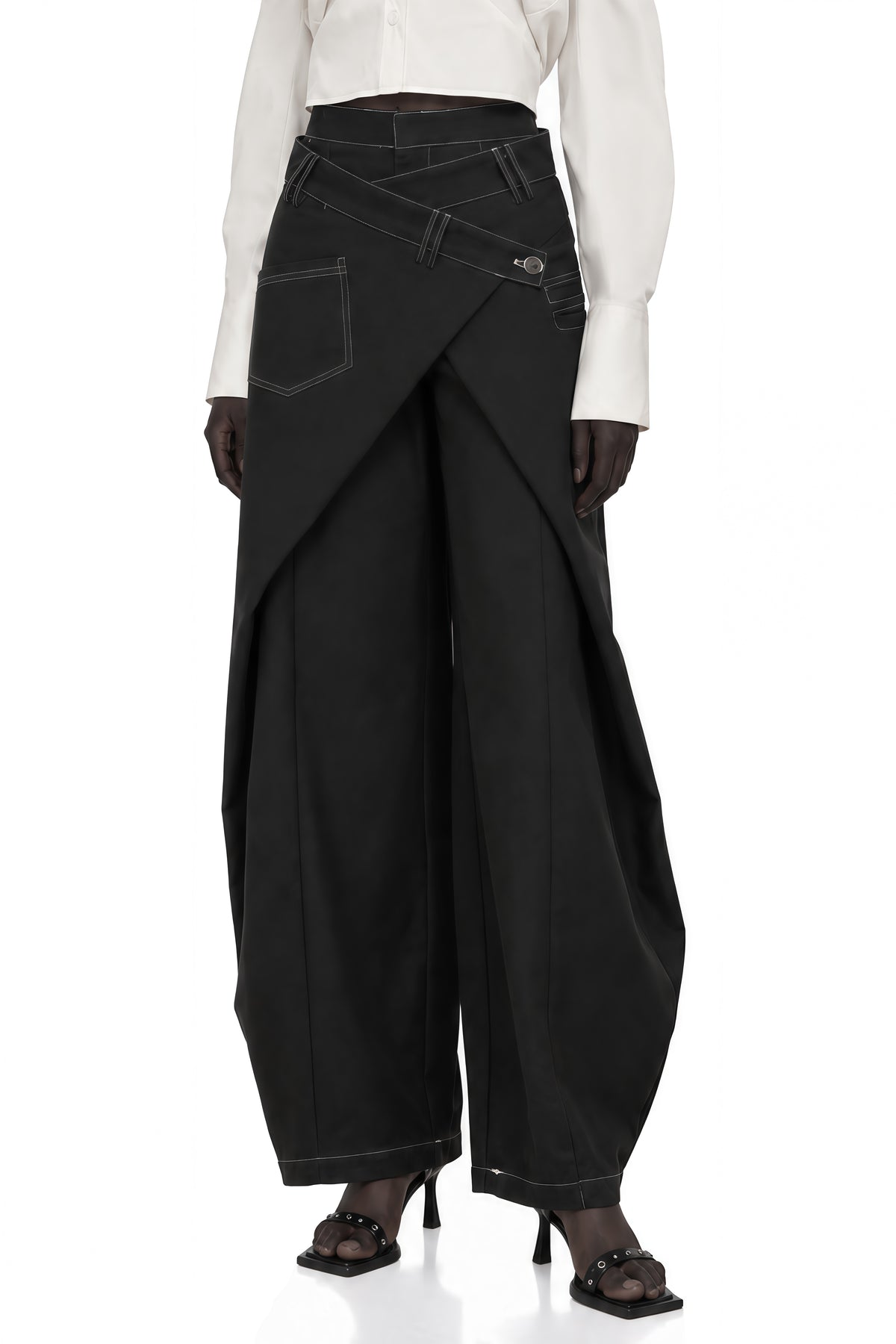 emma black deconstructed baggy jeans