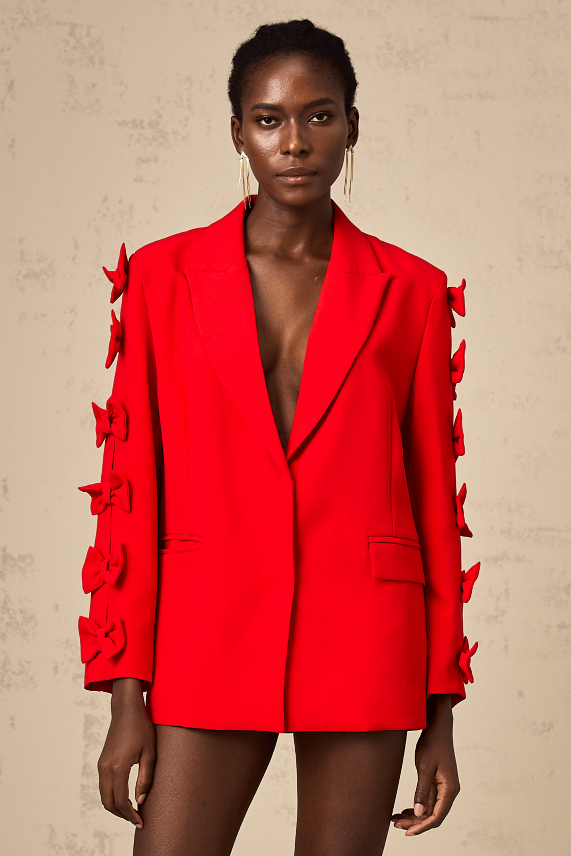 Bella red bowknot cut-out blazer (Final Sale-US Only)