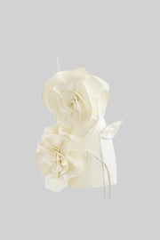 Voluminous Flower Design Dress - Ivoire