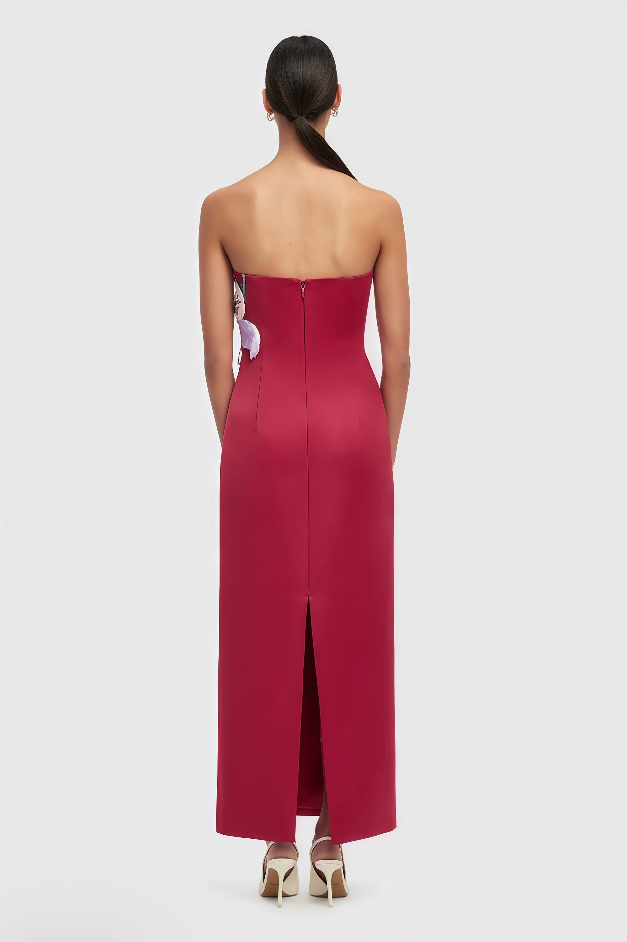 Automne Pink Floral Embroidered Maxi Dress