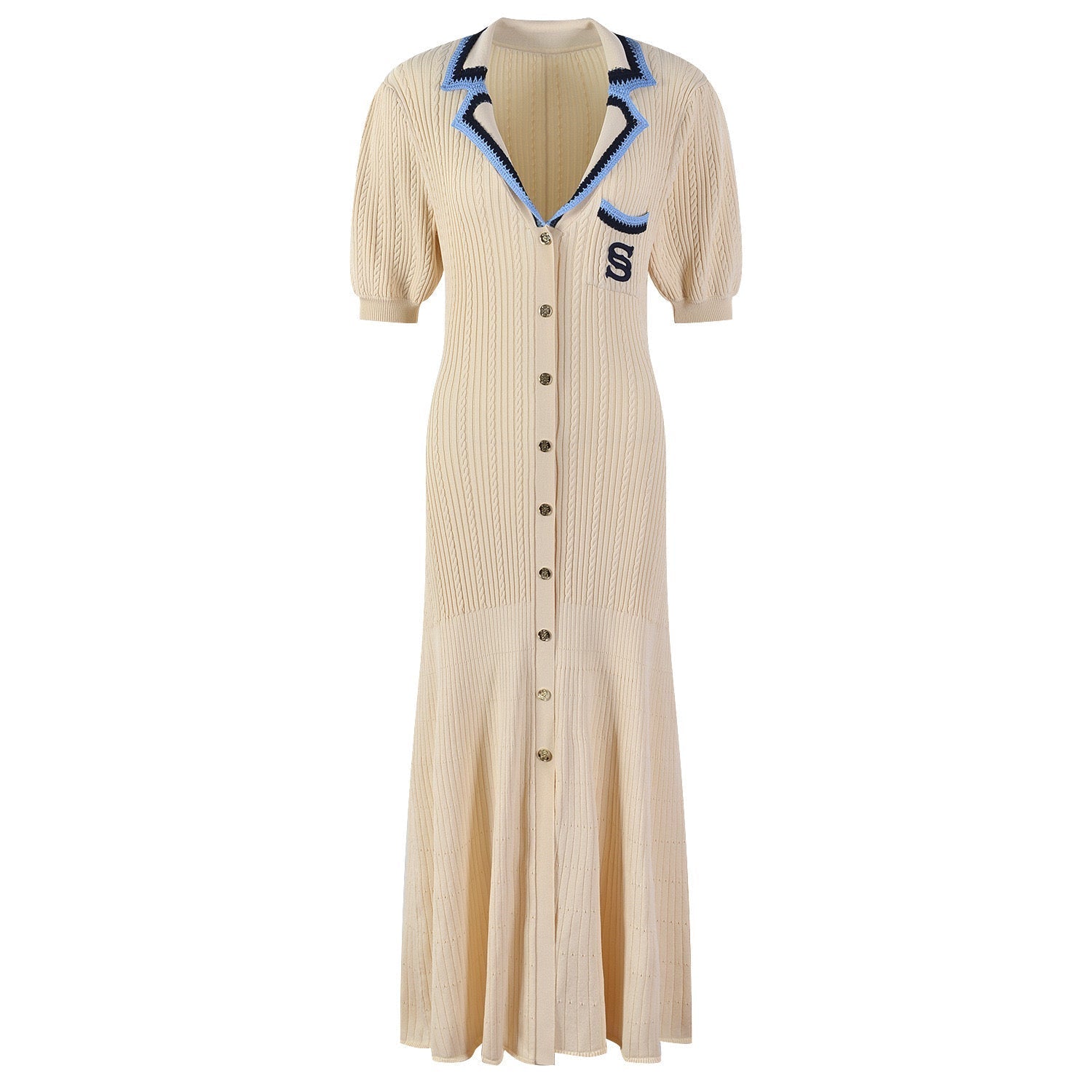 Sandro Fine knitted midi dress - Beige