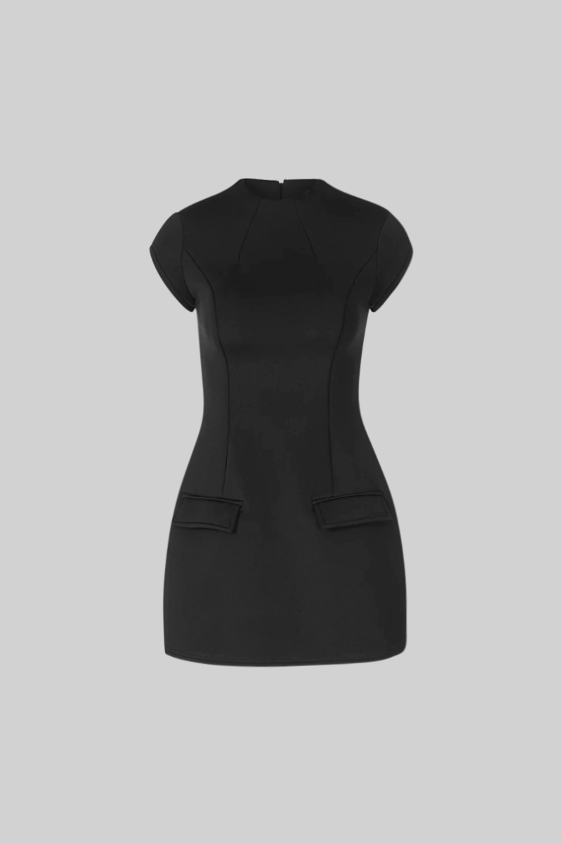 ELROSE Hourglass Mini Dress with Short Sleeves - Black