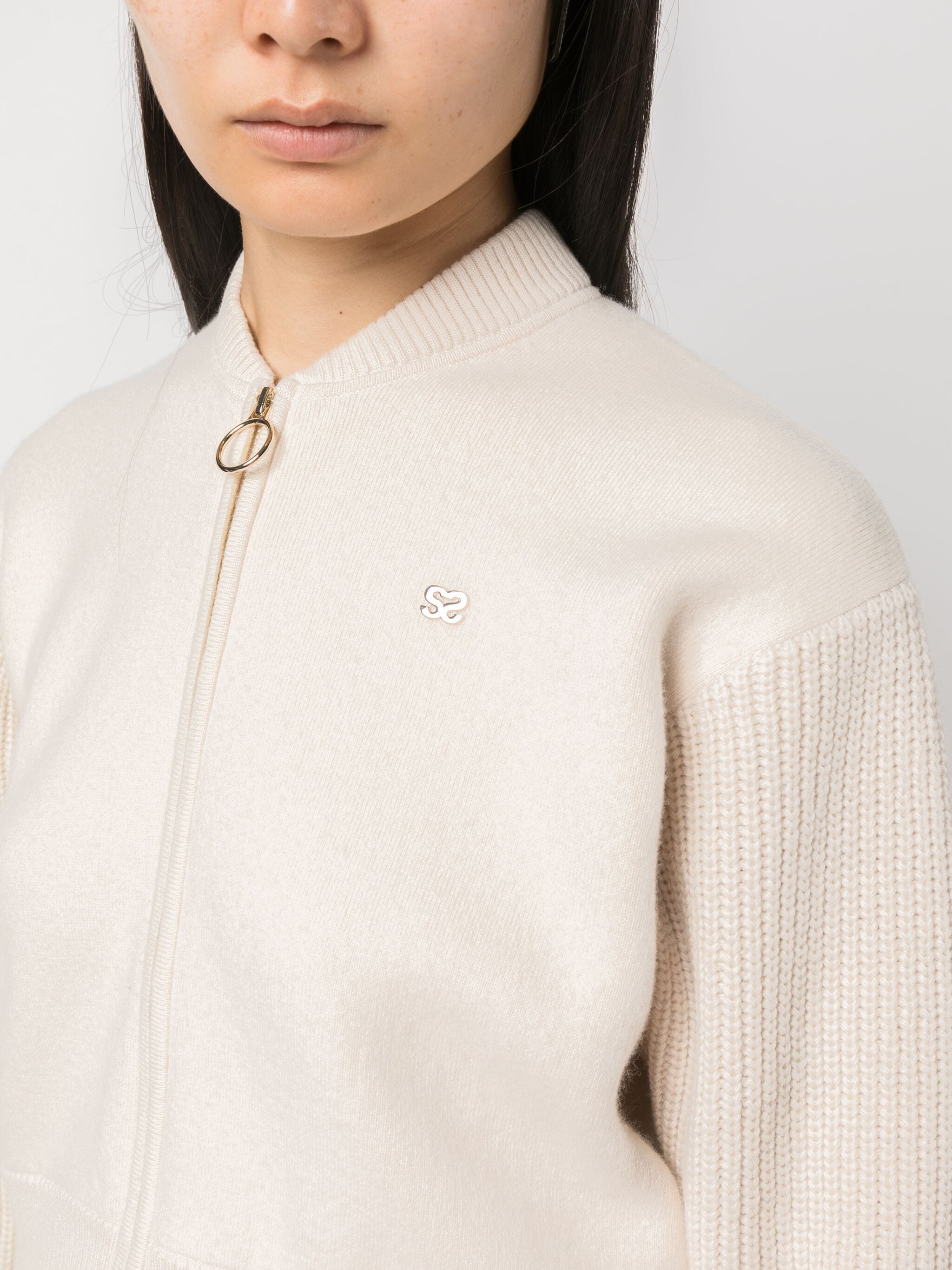 SANDRO logo-embroidered knitted jacket - White