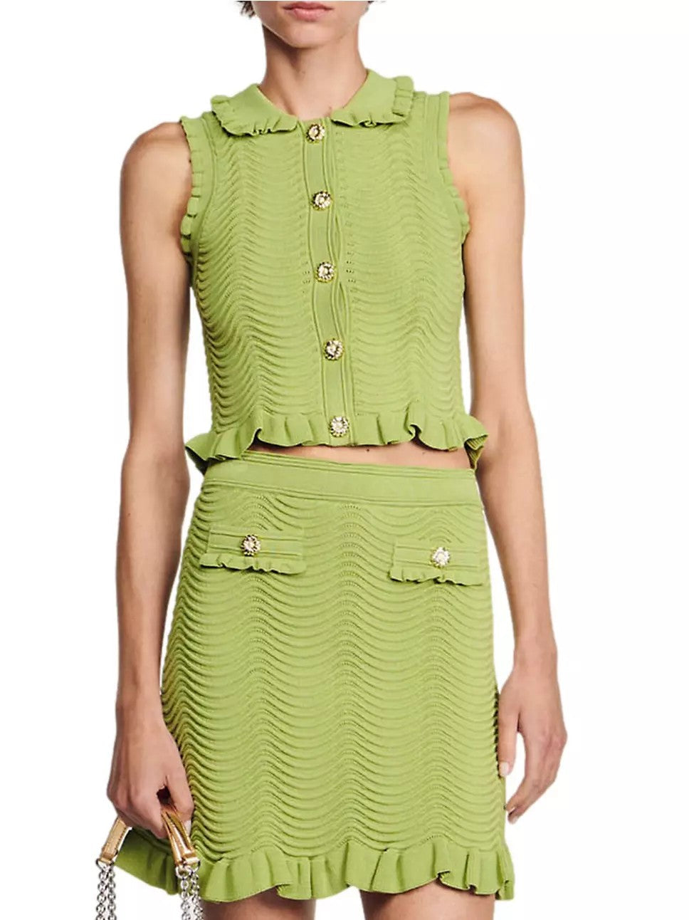 Sandro  Knitted  Skirt & Top set - Green