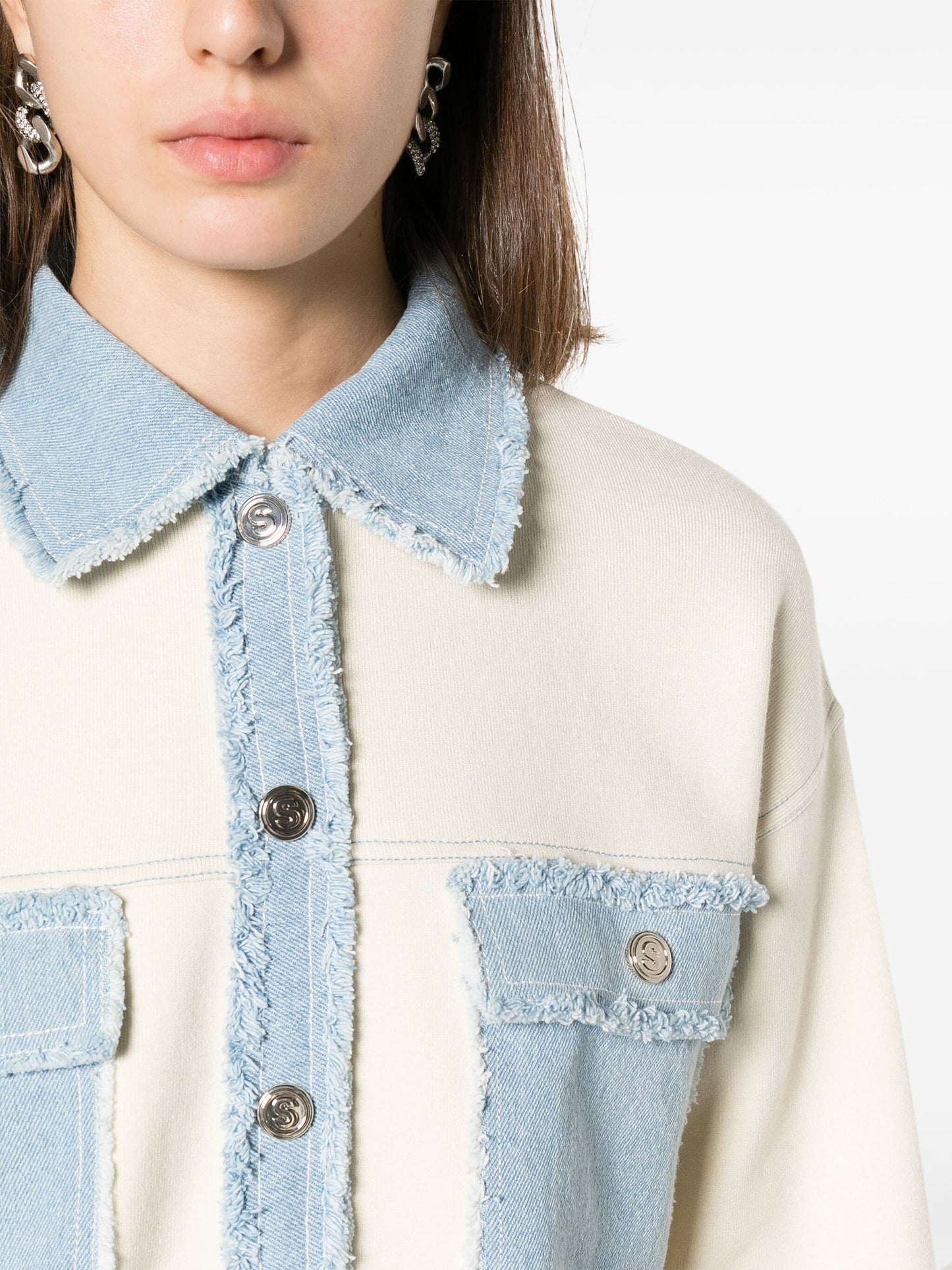 SANDRO two-tone denim jacket - White