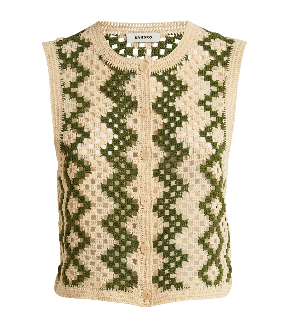 SANDRO  Crochet set  Sleeveless Cardigan and pants - Green