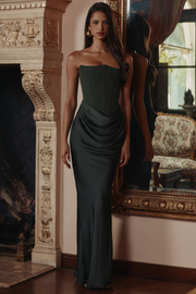 Aurore Olive Off-Shoulder Maxi Dress (Final Sale-US Only)