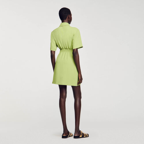 SANDRO SHORT BUTTON-UP MINI DRESS - Green