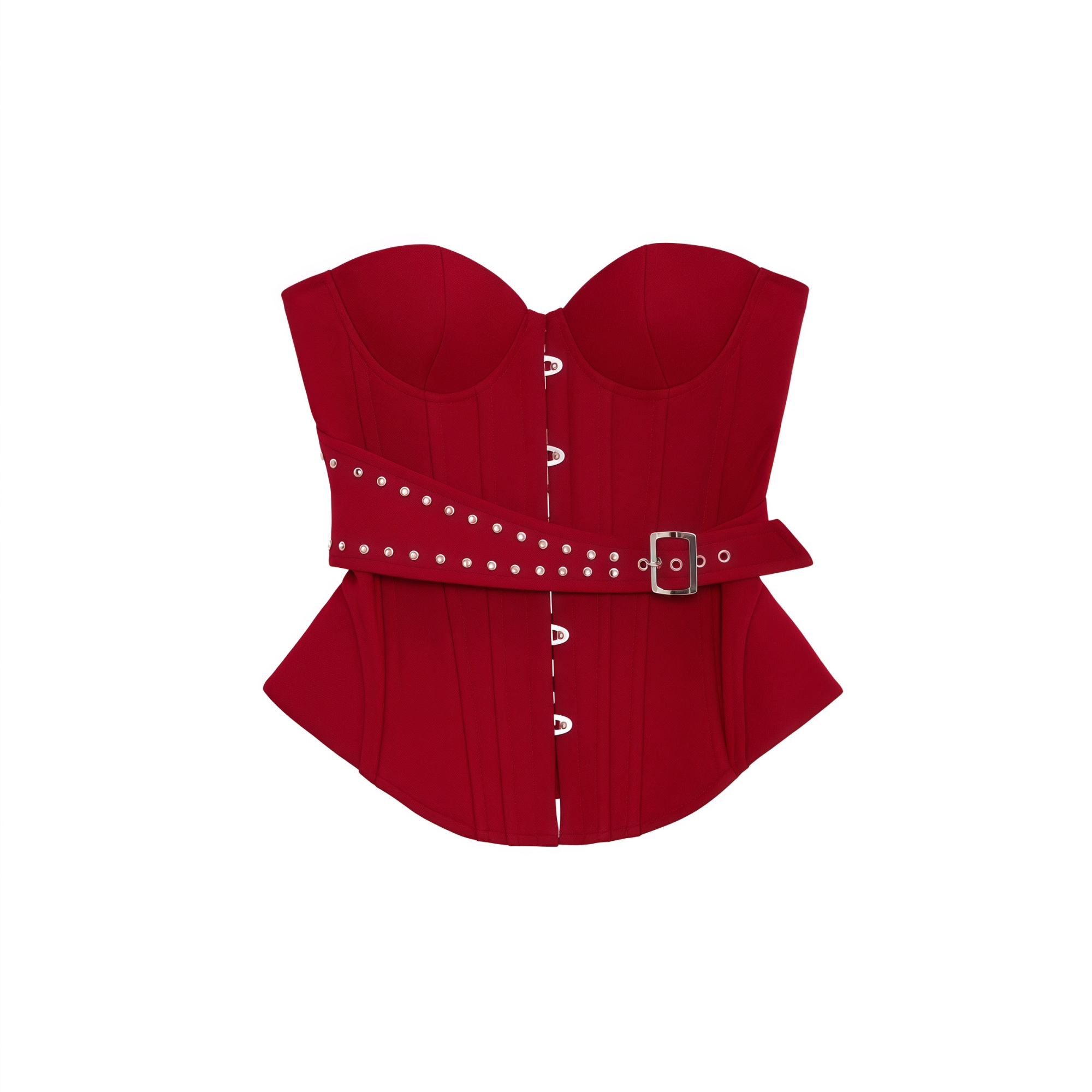 Tiril Red Studded Belted Corset Top (Final Sale)
