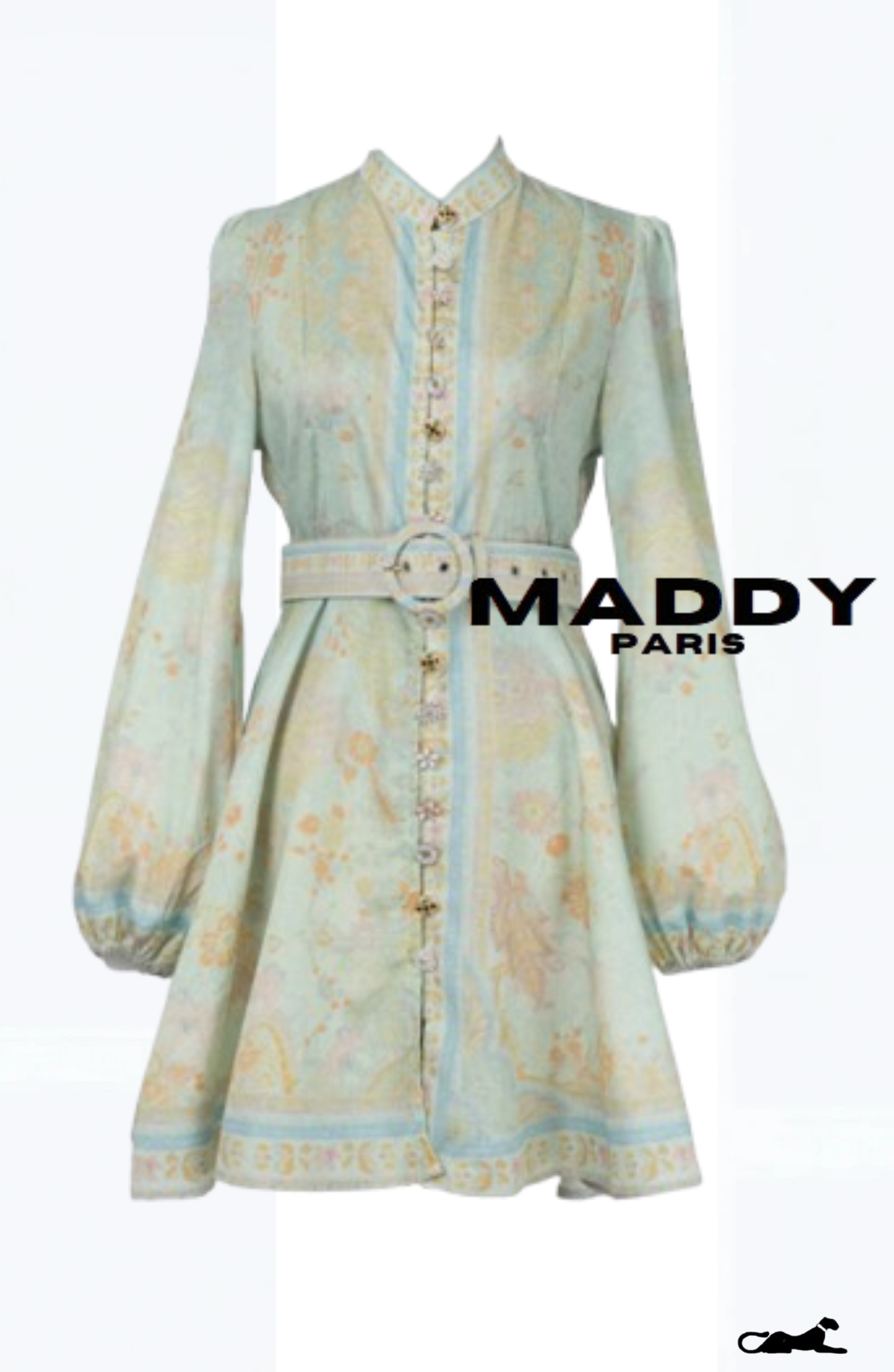 ISADORA LINEN EMBELLISHED FLORAL  MINI DRESS – Green