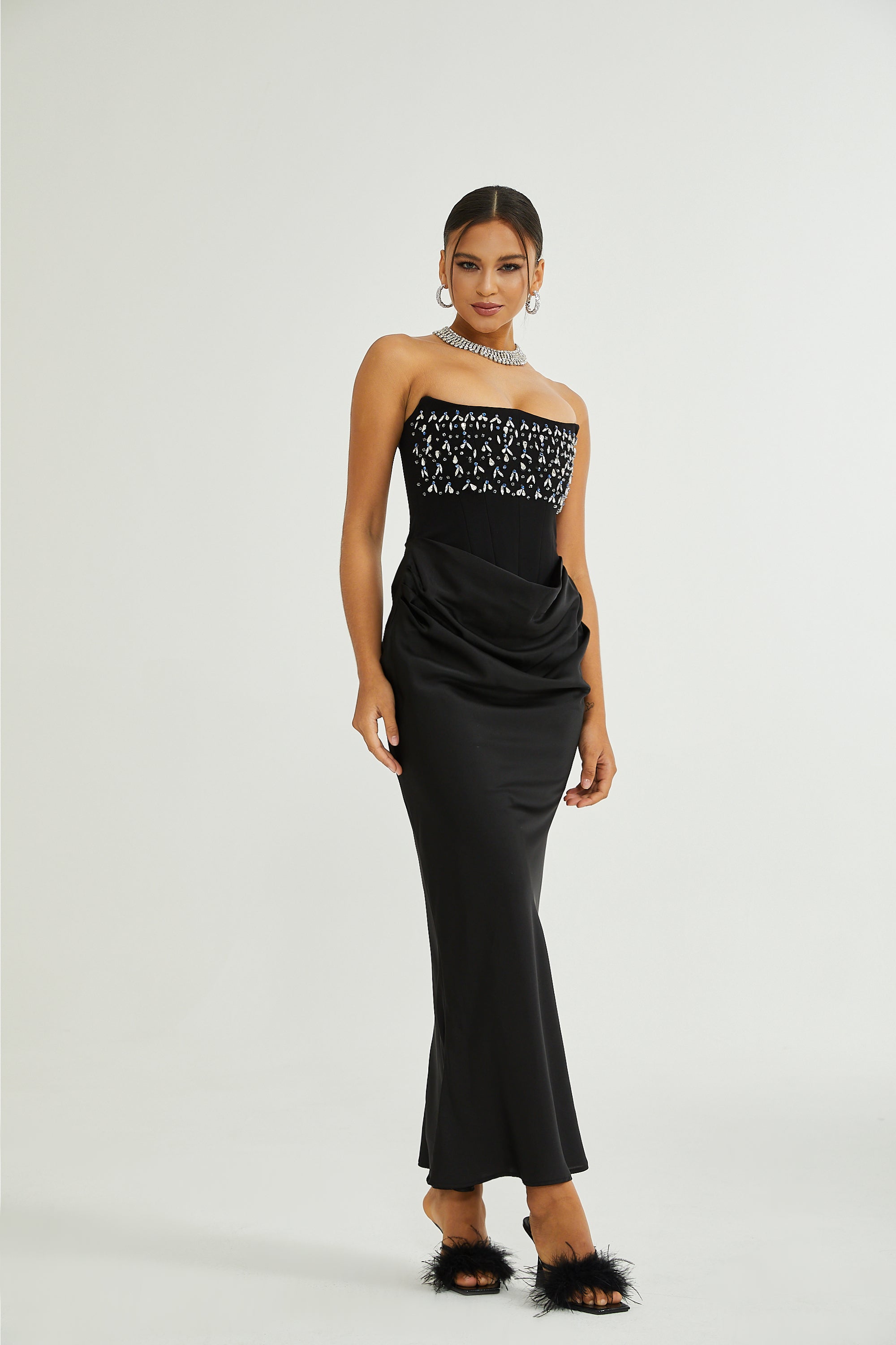Aurore Crystal Embellished Maxi Dress (US Only)