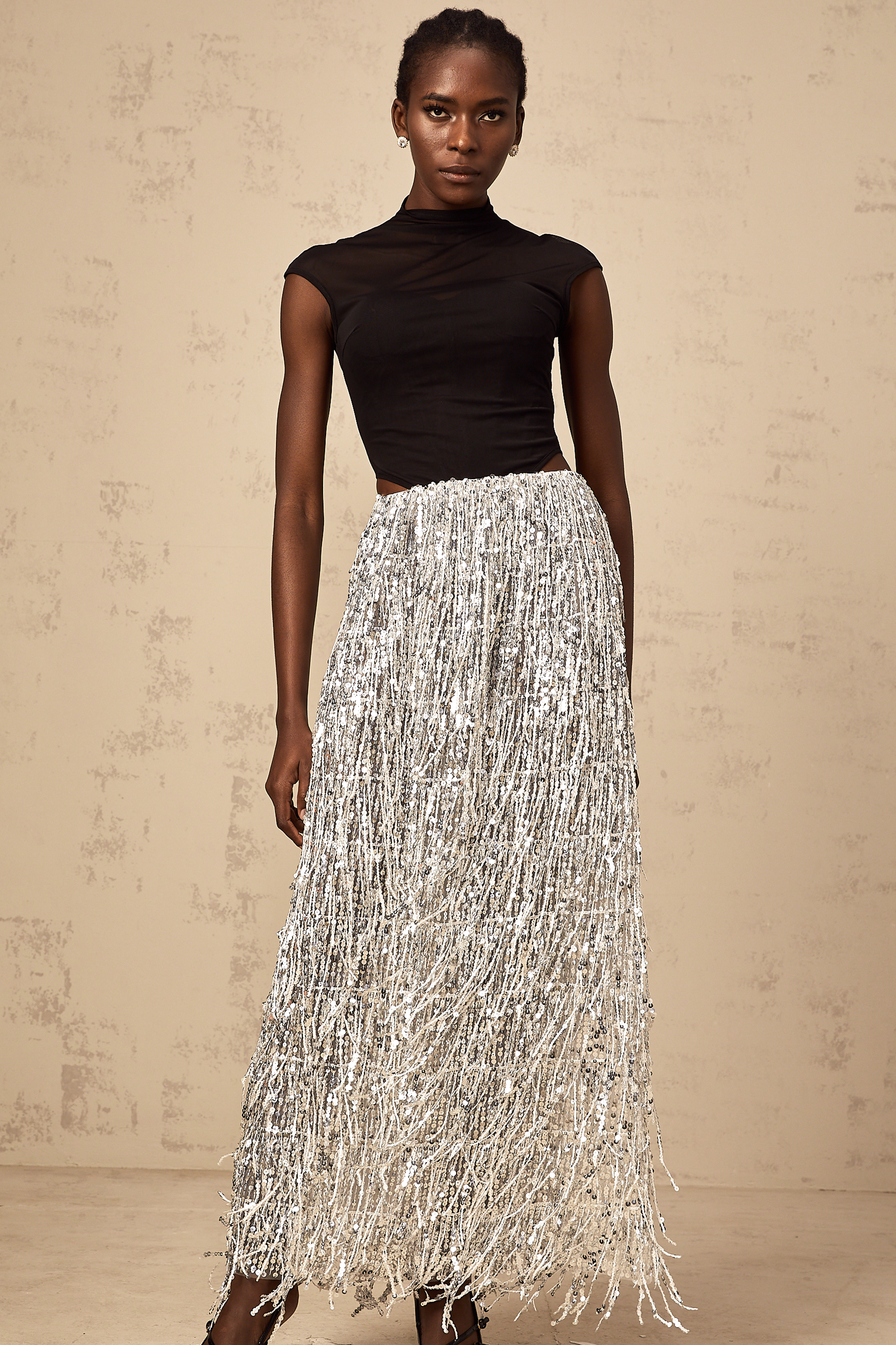Virginie two-tone corset-style top & skirt matching set