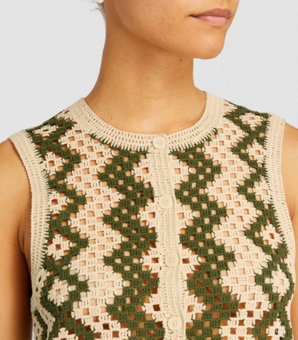 SANDRO  Crochet set  Sleeveless Cardigan and pants - Green