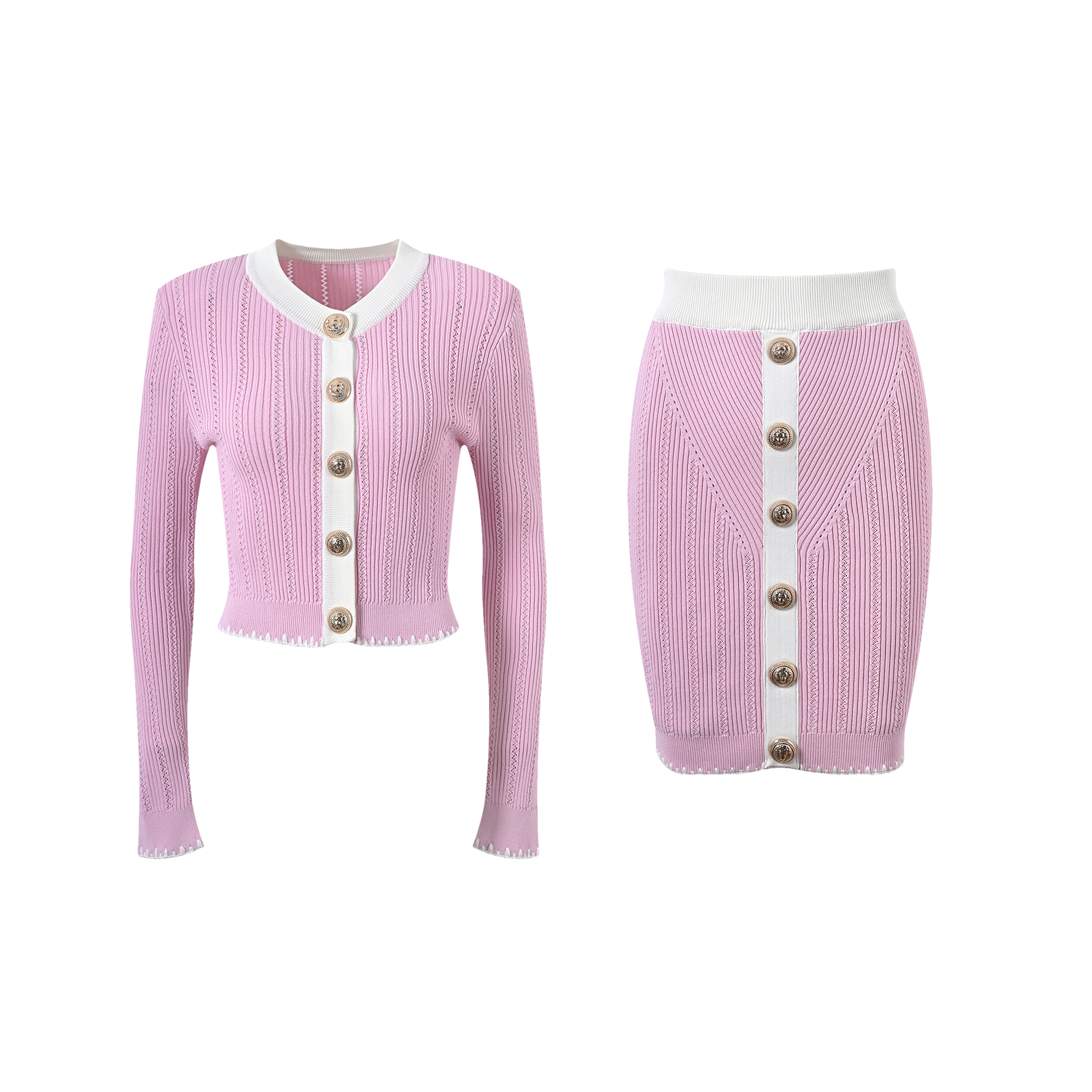 Éliane contrast-trim jacket & skirt matching set (Final Sale-US Only)