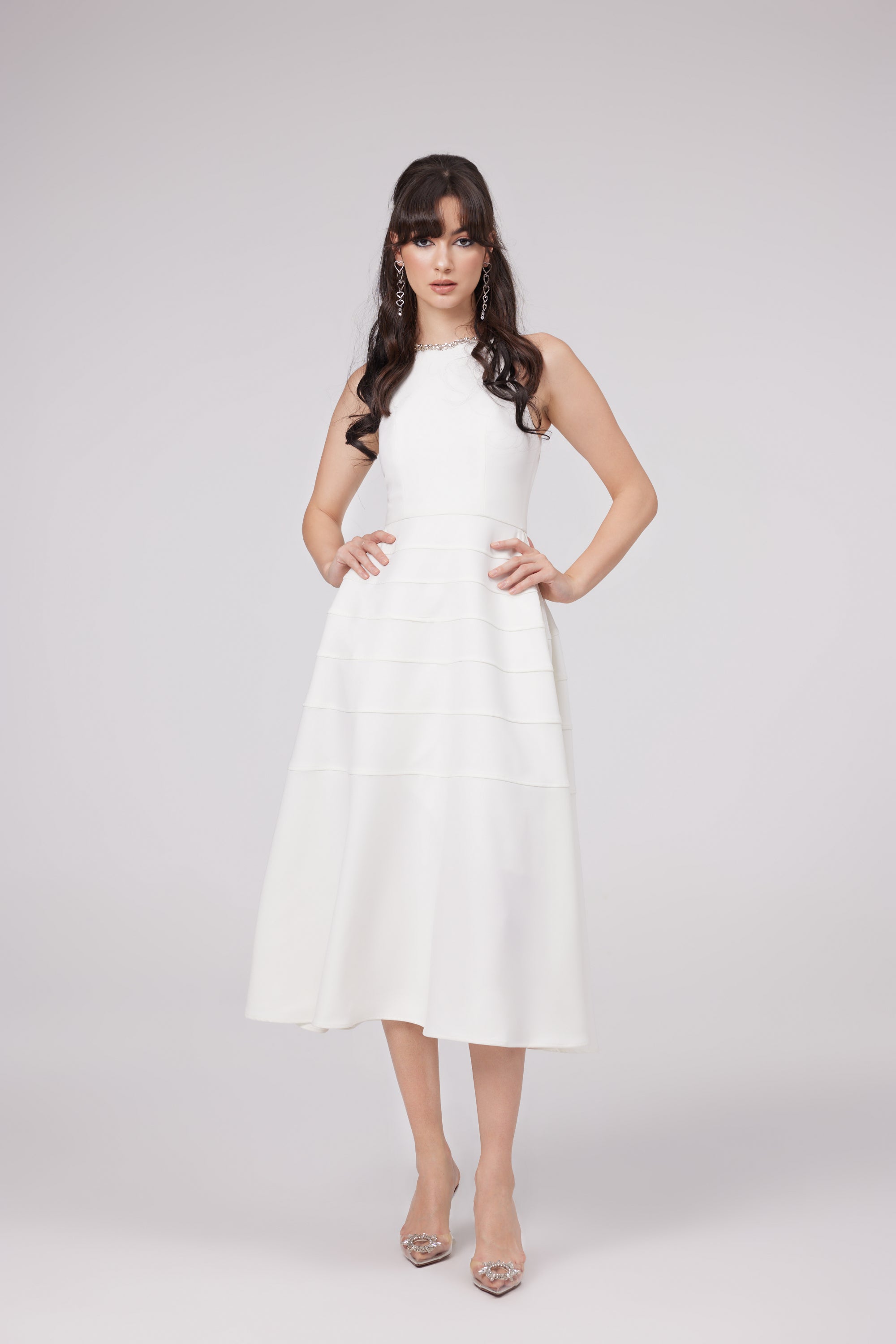 Inès white crystal-embellished midi dress (Final Sale-US Only)