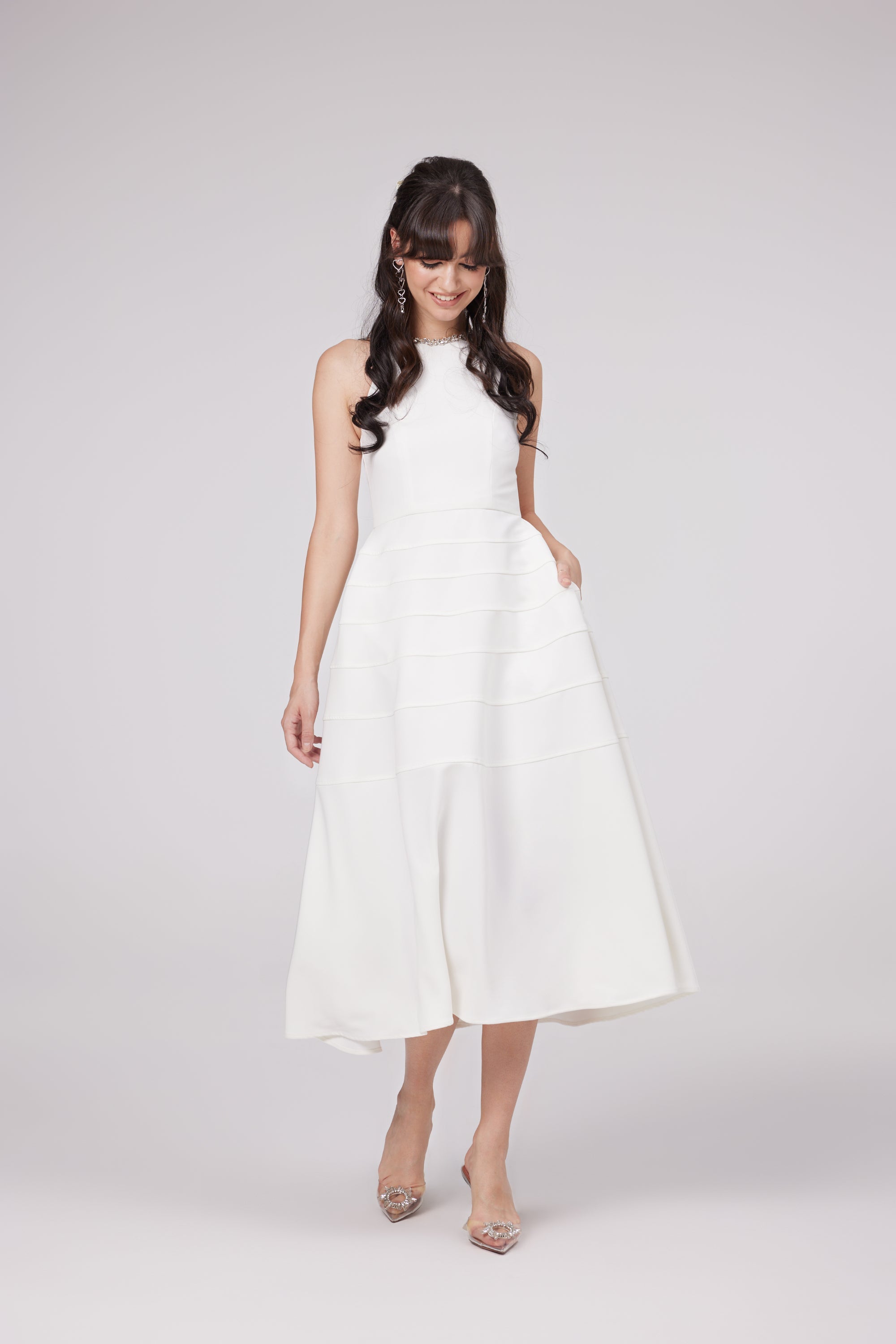 Inès white crystal-embellished midi dress (Final Sale-US Only)