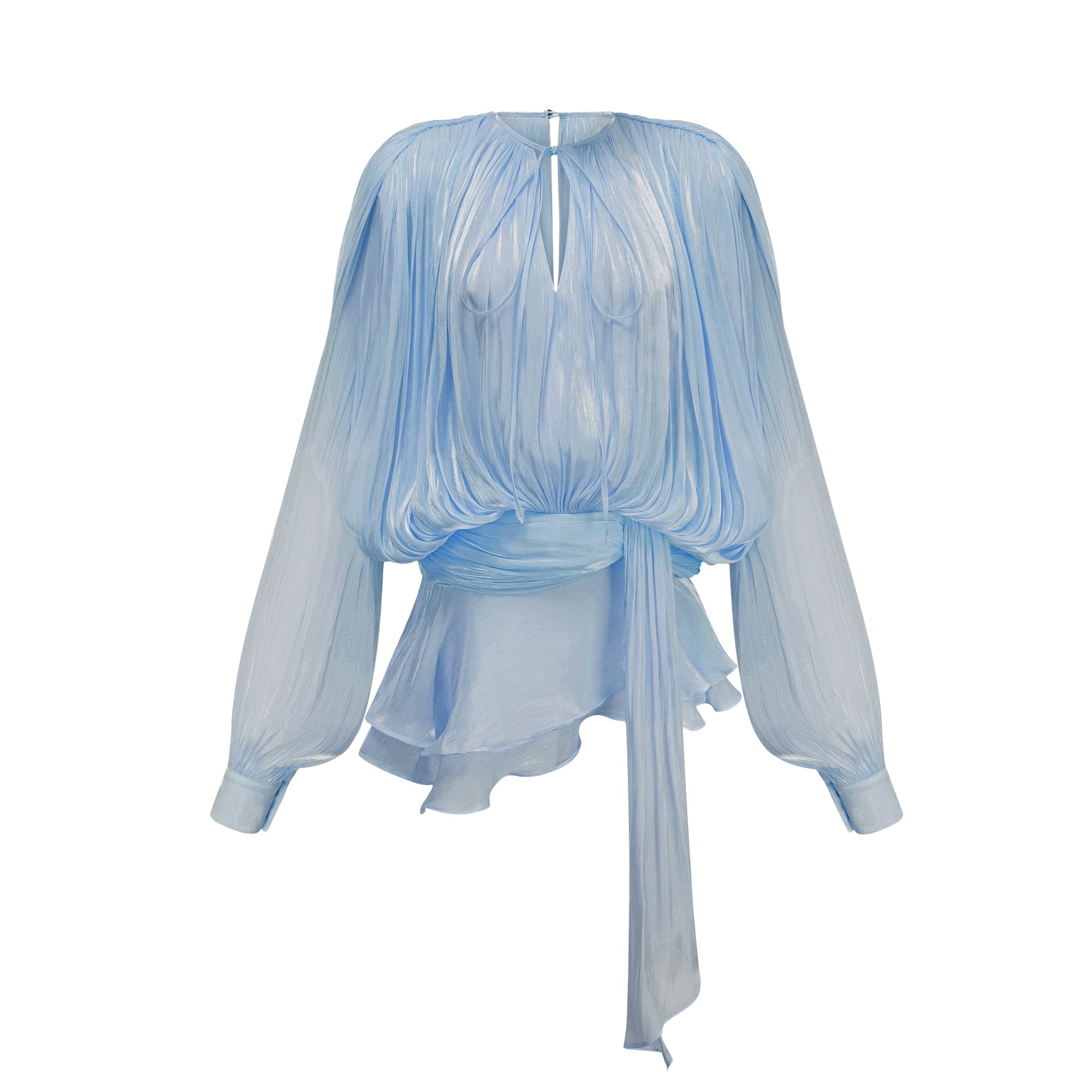 Eugénie Blue Fully Pleated Ruffled Mini Dress (Final Sale-US Only)