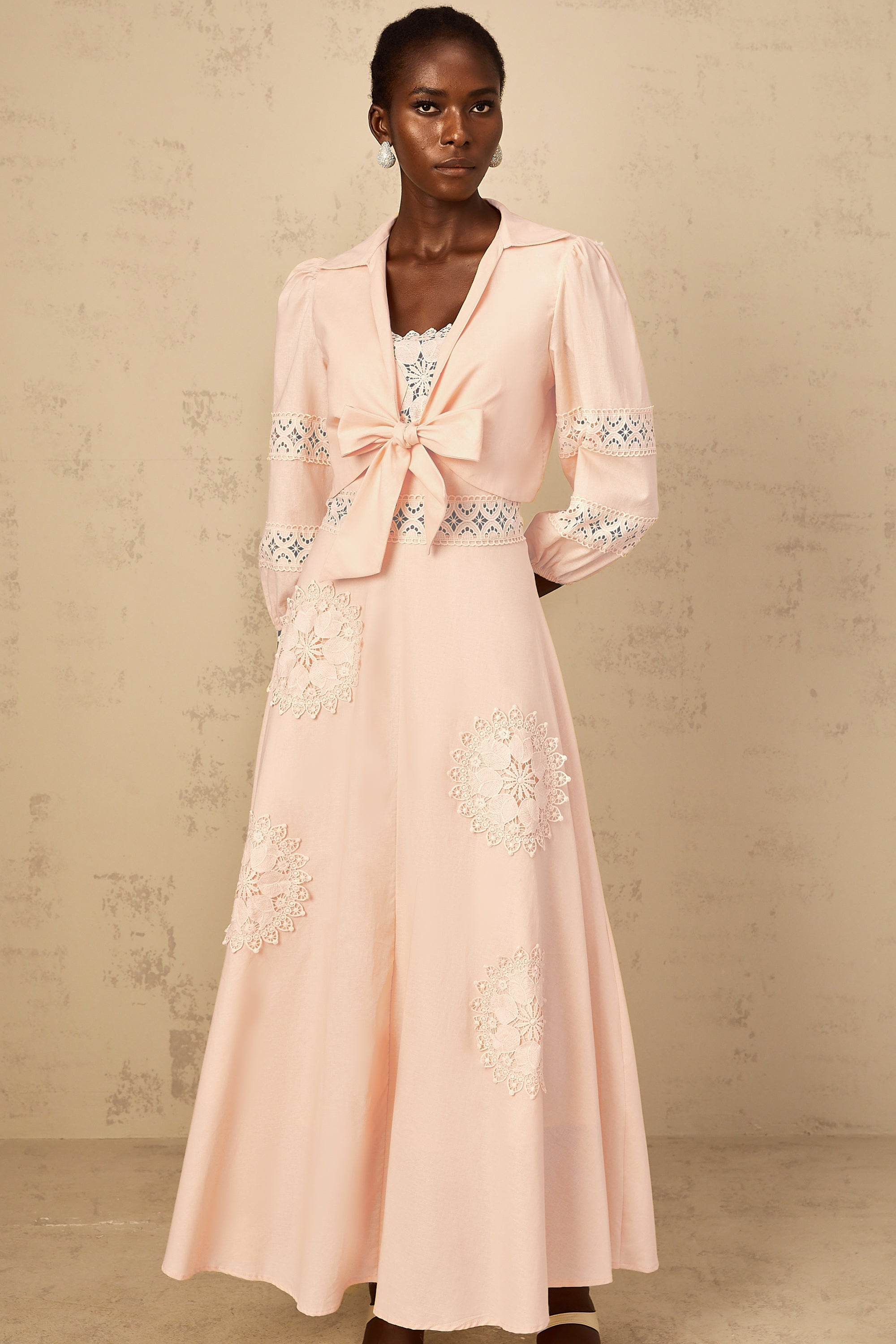 Romy Pink Floral Embroidered Blouse & Dress Set (Final Sale-US Only)