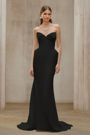 Alba Black Barrel Waist Corset Maxi Dress