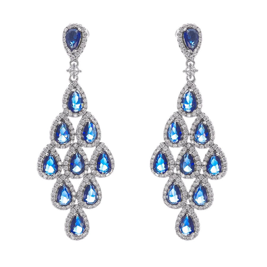 Estelle Blue Crystal Embellished Sterling Silver Earrings