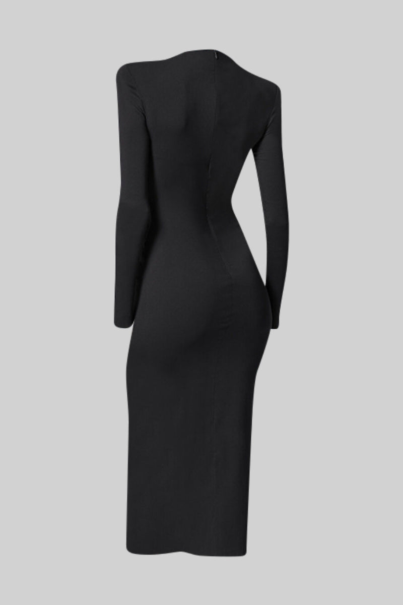 AMARINA Hourglass Midi Dress with Corset - Black