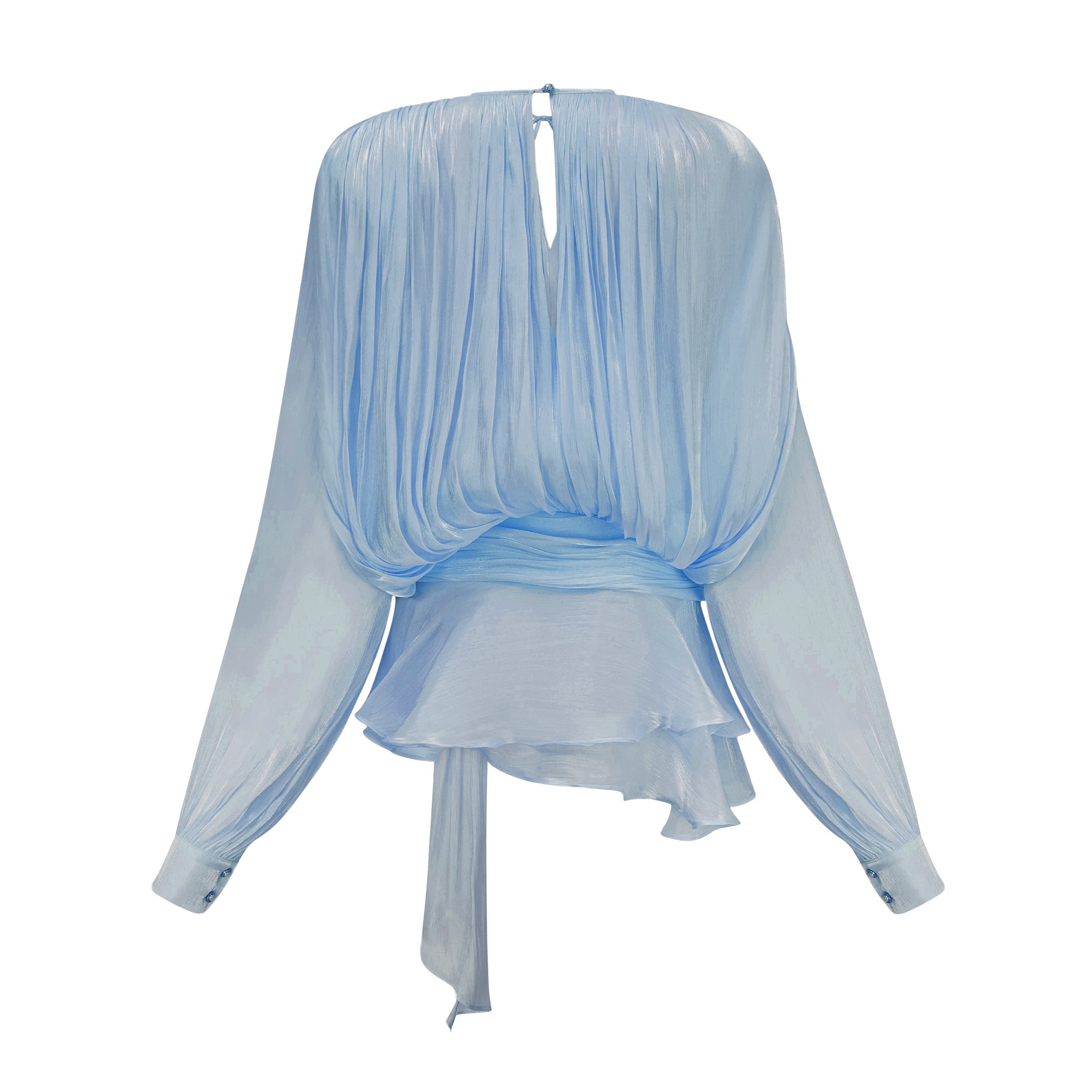 Eugénie Blue Fully Pleated Ruffled Mini Dress (Final Sale-US Only)