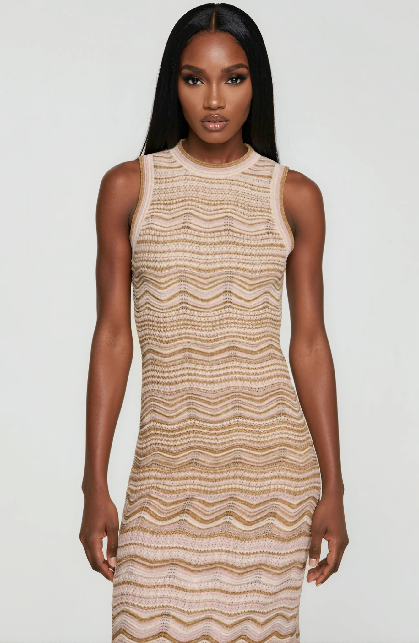 Sandro Fancy knit maxi dress  - Sand Brown