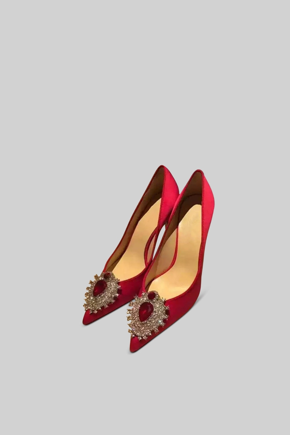 REGALA Satin Stiletto with Diamond Detail - Red