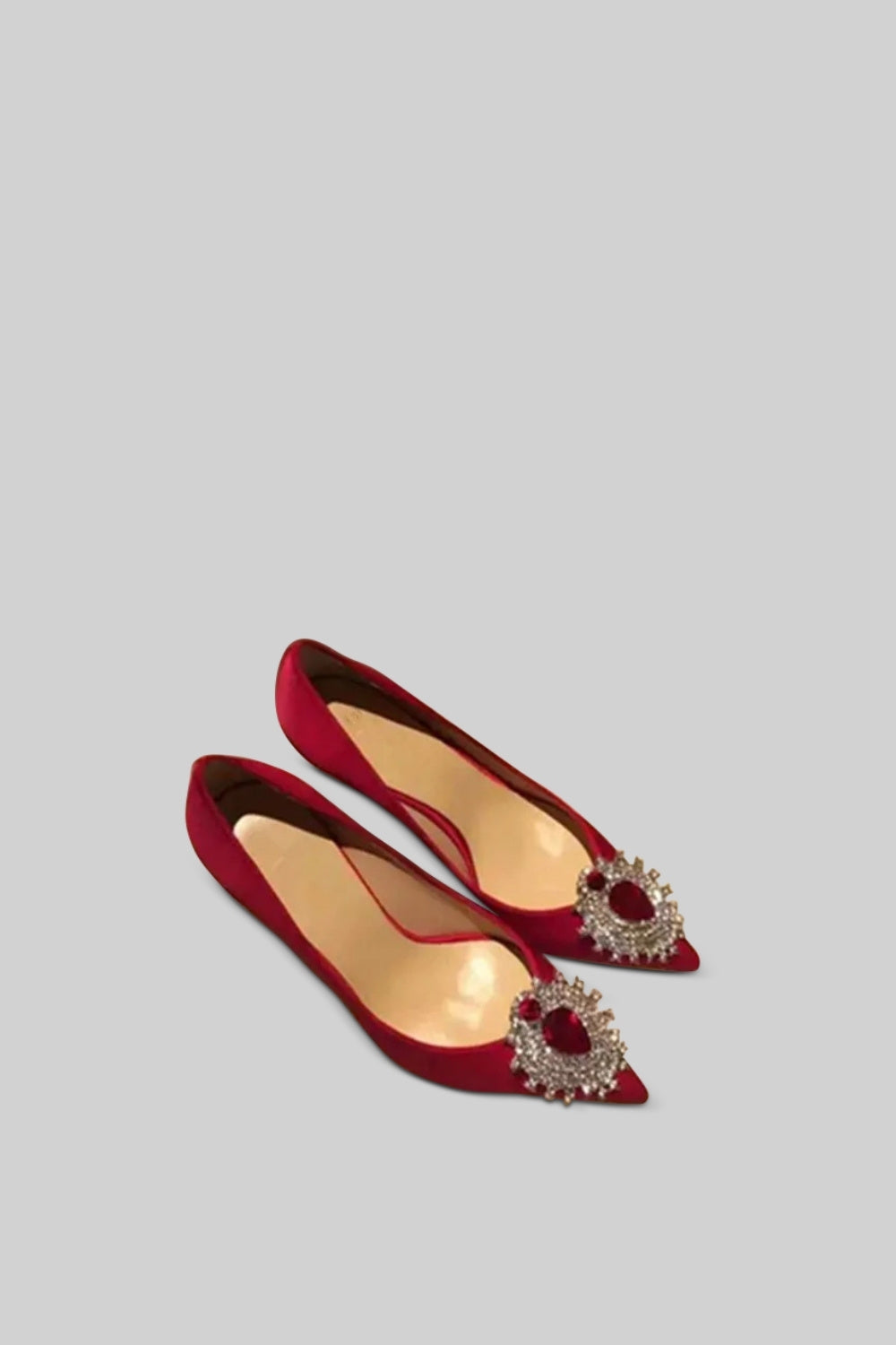 REGALA Satin Stiletto with Diamond Detail - Red