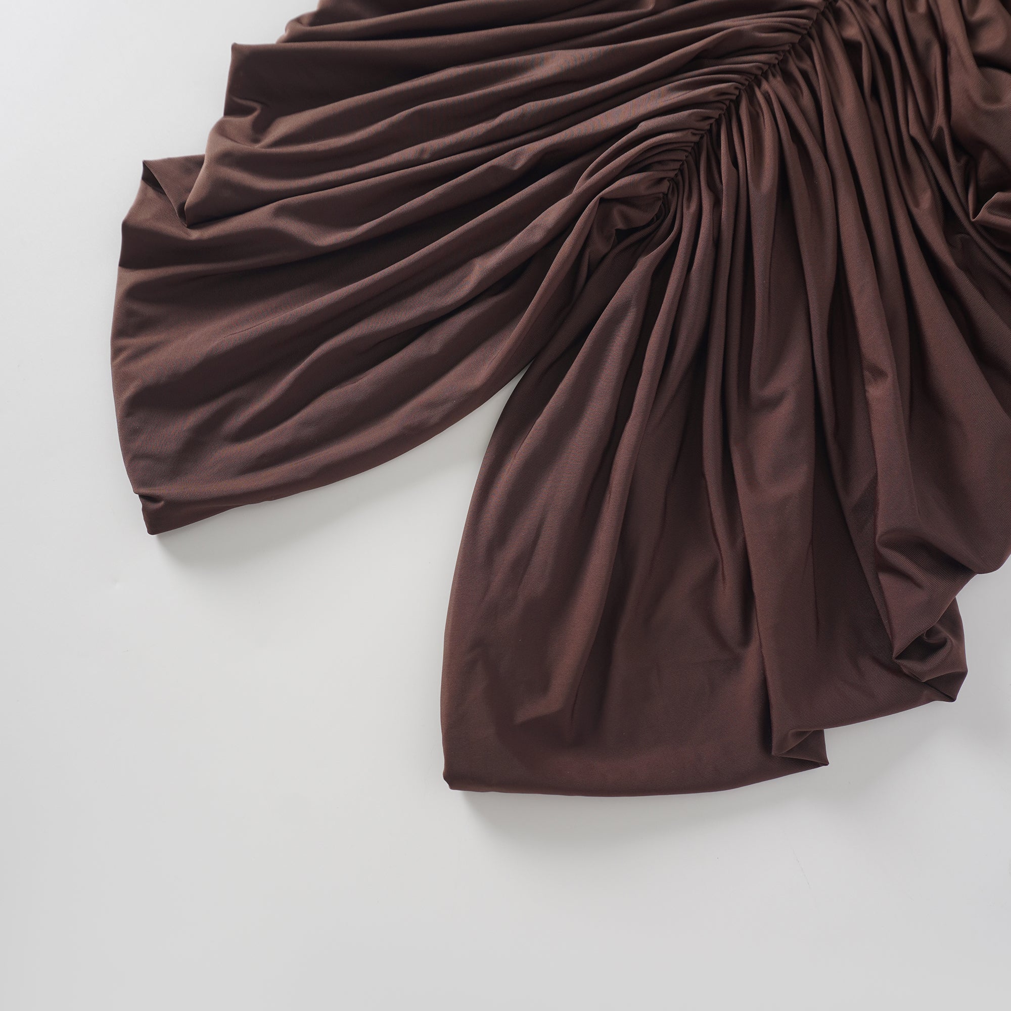 Charitina Brown Fitted Ruched Midi Dress (Final Sale-US Only)