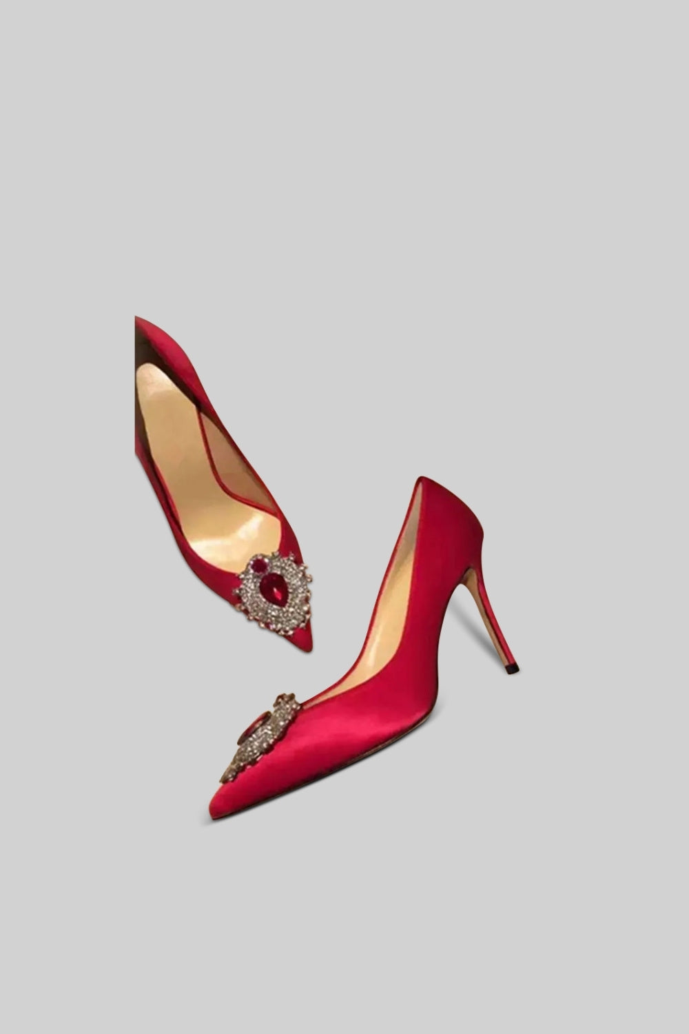 REGALA Satin Stiletto with Diamond Detail - Red