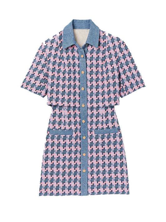 SANDRO Tweed Trompe-l'Oeil mini Dress - Pink